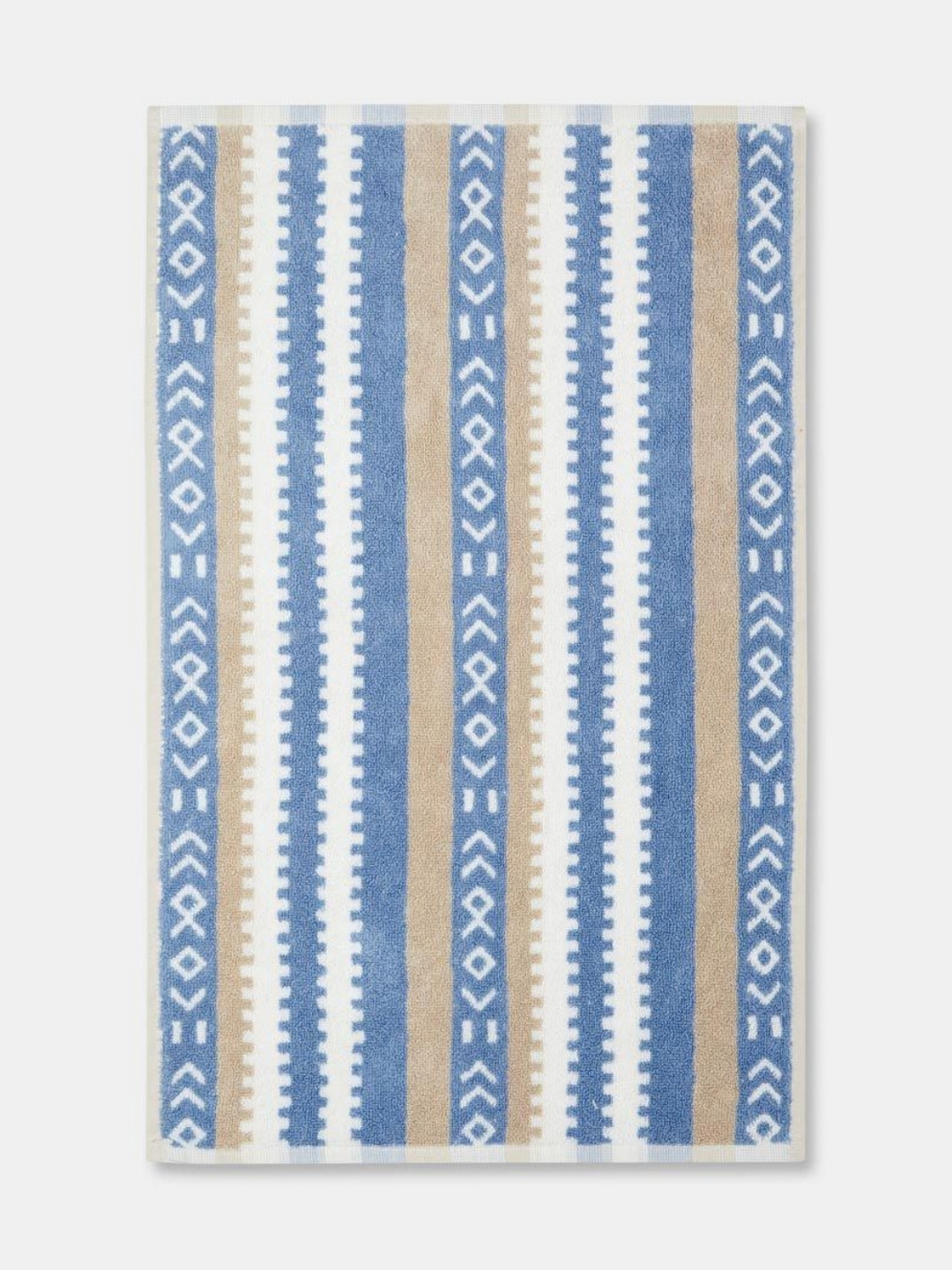 Fabindia Haseena Blue & White Printed Cotton 570 GSM Bath Towel