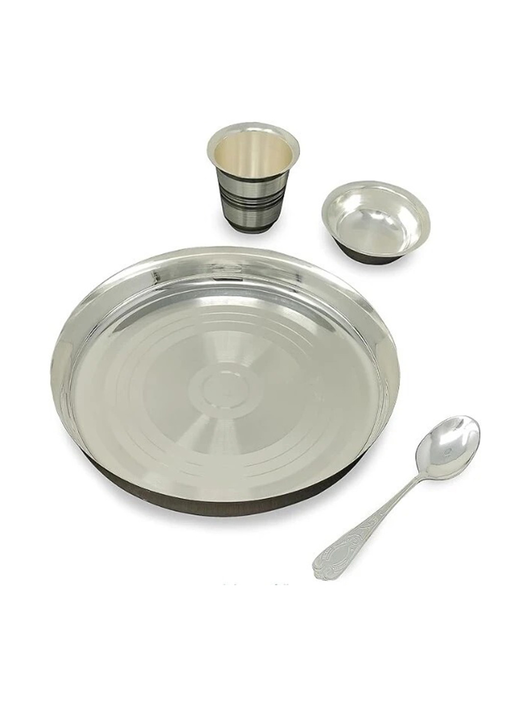 ASTRO-D Silver-Toned 4 Pieces Textured 999 German Silver Dinner Set