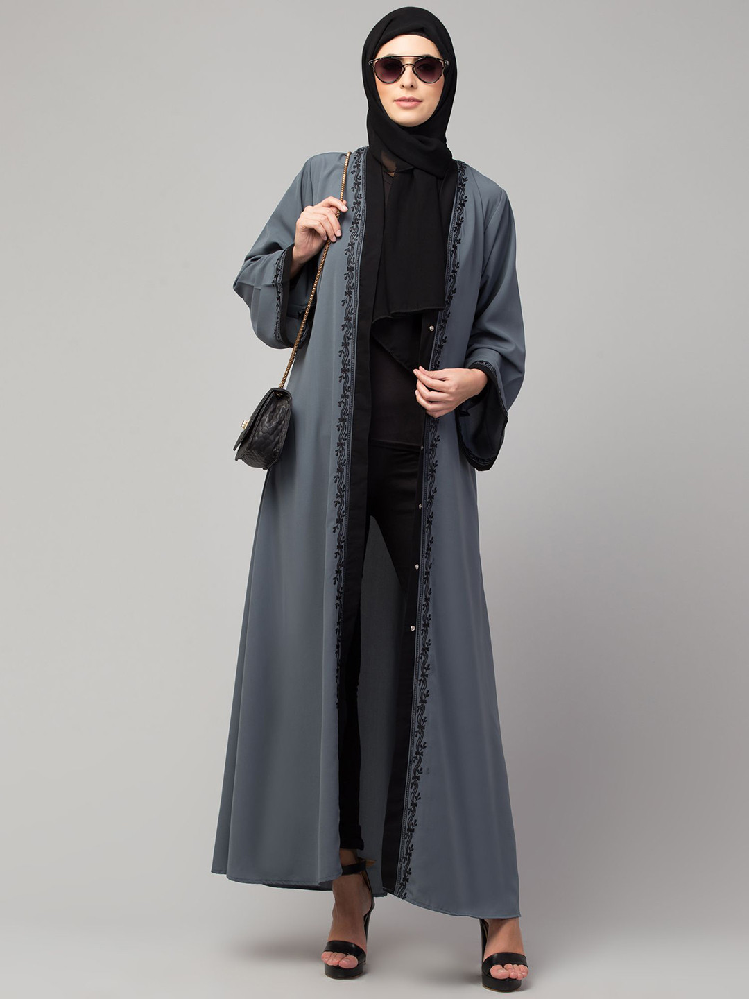 HIZFASON A-Line Box Pleated Burqa With Hijab