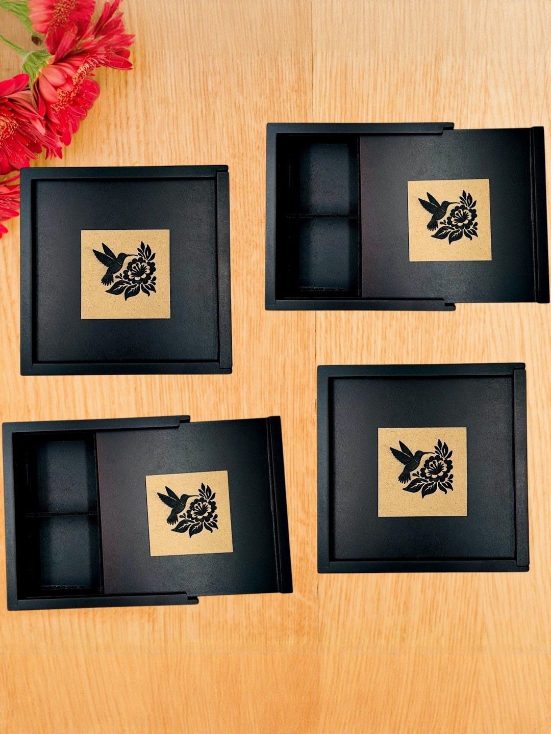 Angira Handicrafts Wooden Dry Fruit Box (Set of 4)