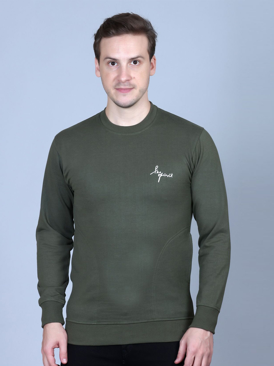 PYRO SPIRIT Men Solid Round Neck Full Sleeve Sweatshirt