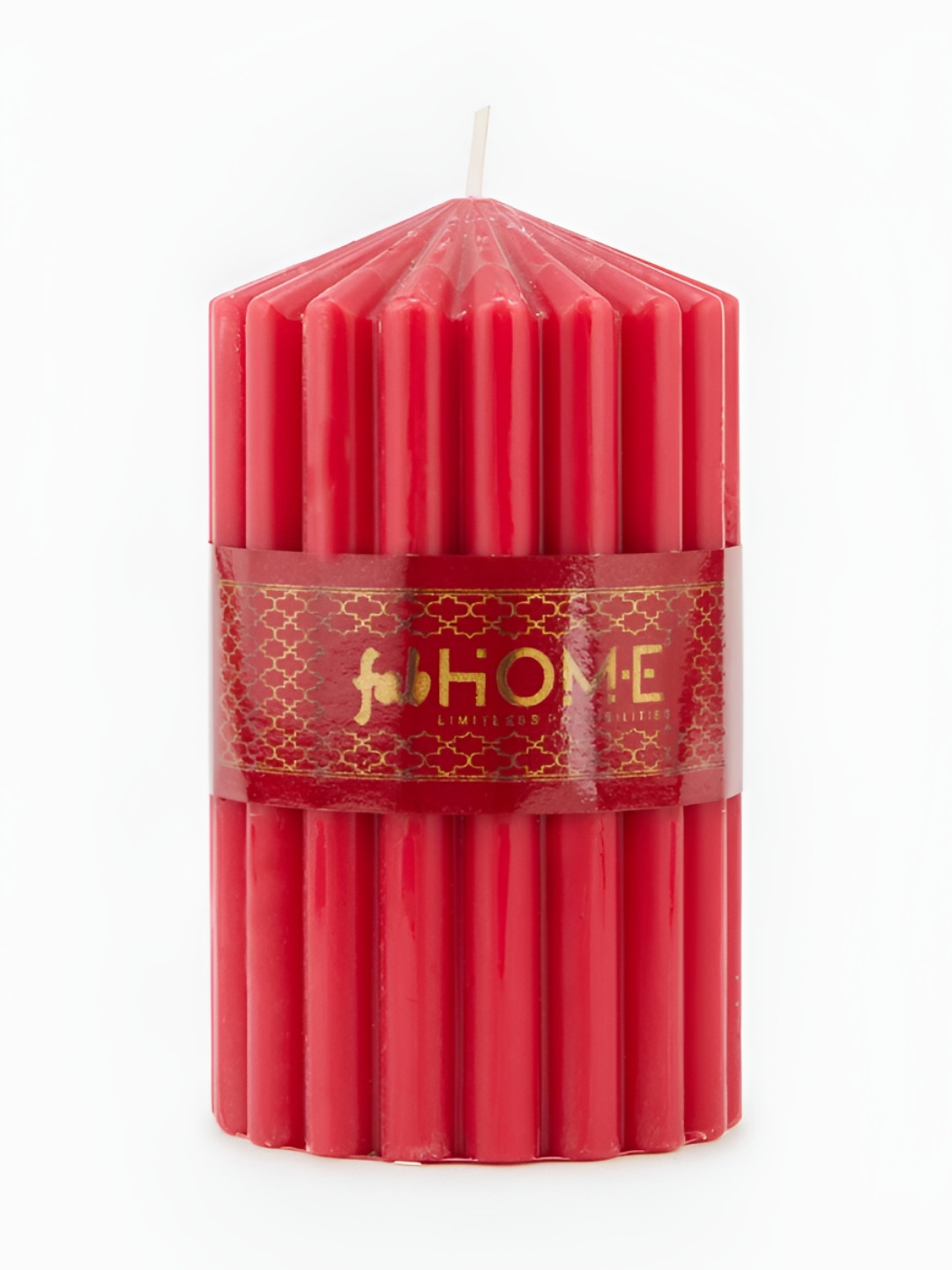 Fabindia Standalone Red Rose Fragrance Ribbed Pillar Candle