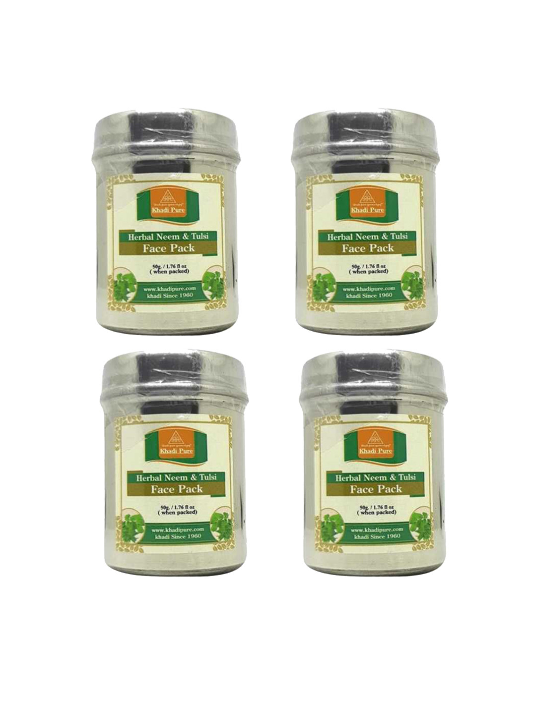Khadi Pure Set Of 4 Herbal Neem & Tulsi Face Pack For Pimples - 50 g Each