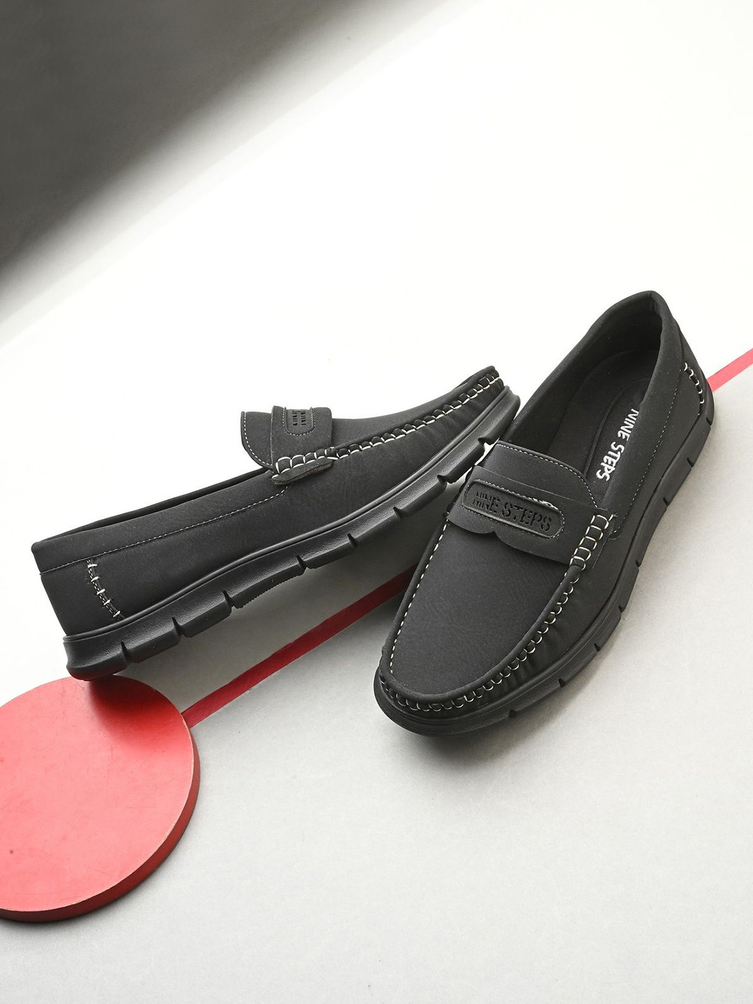 NICO NERINI Men Square Toe Slip-On Loafers