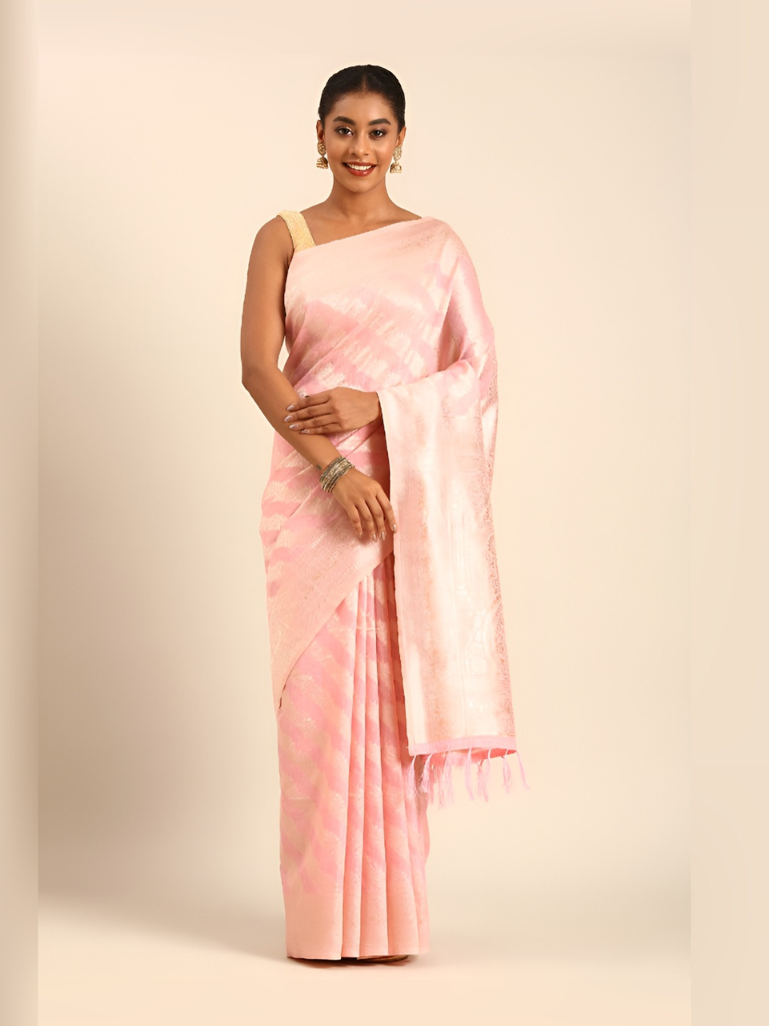 Taashi Woven Design Tussar Saree With Unsthiched Blouse Piece