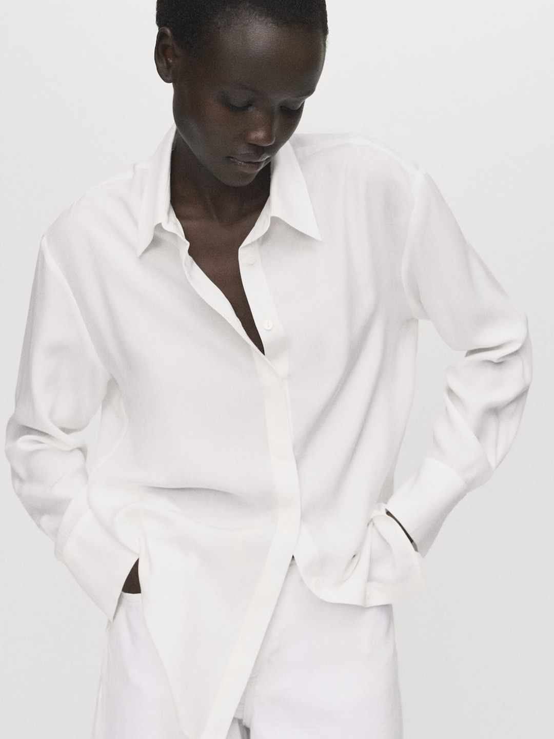 MANGO Concealed Button Placket Shirt