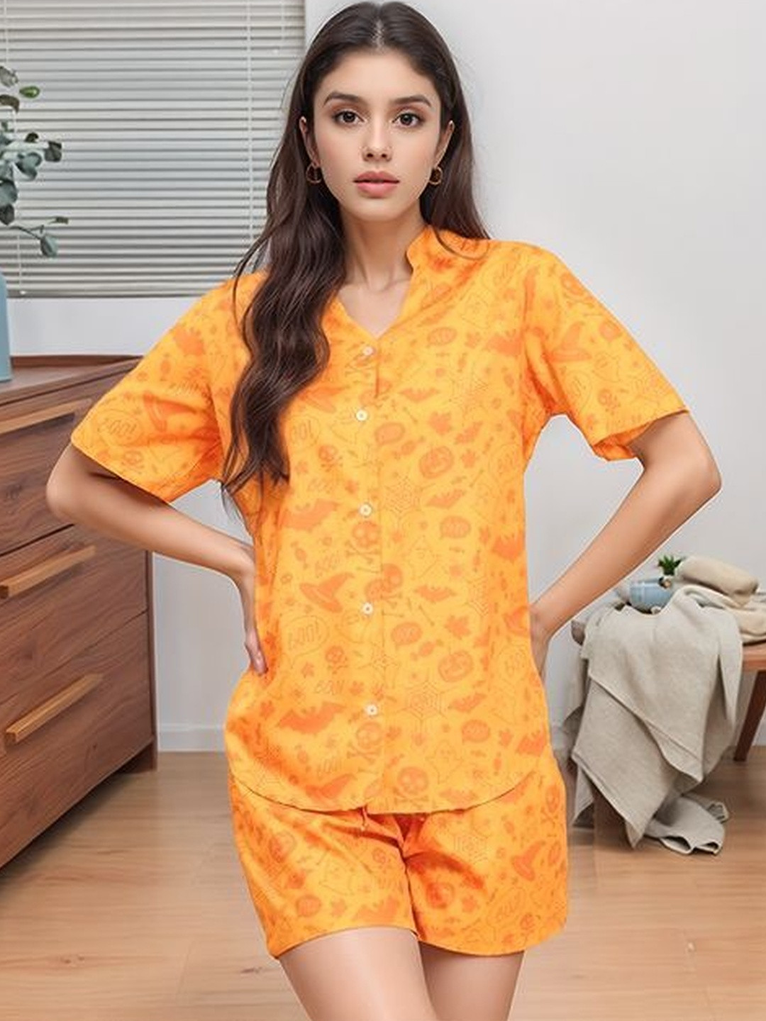 Anouk Women Printed Shirt & Shorts Co-Ord Set
