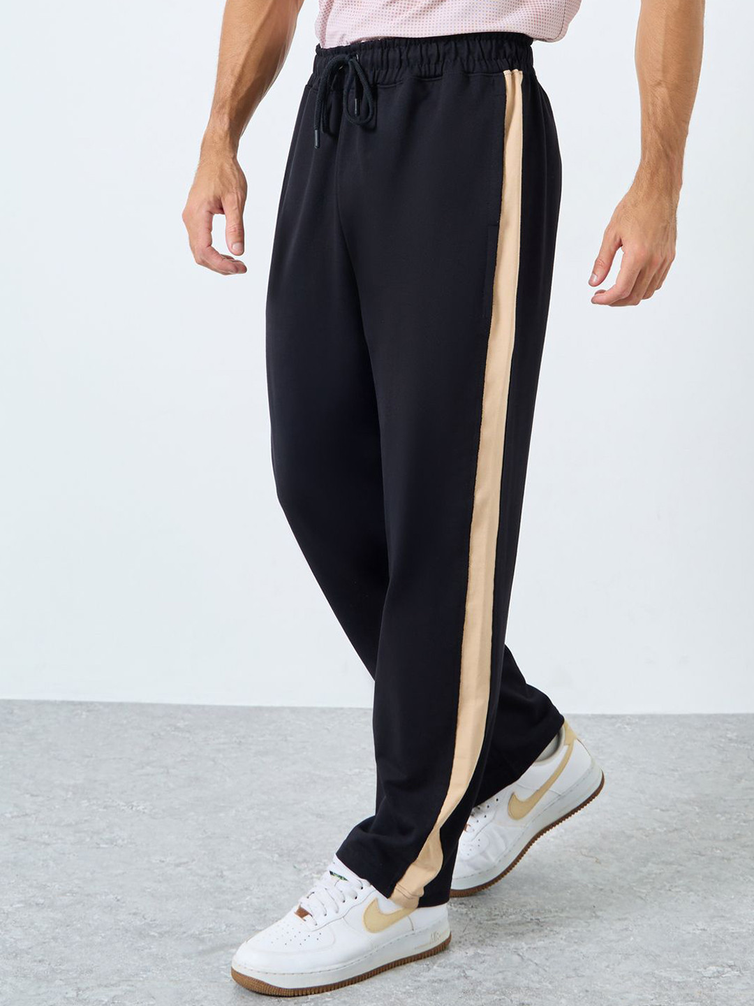 Men Oversize Contrast Panel Terry Jogger