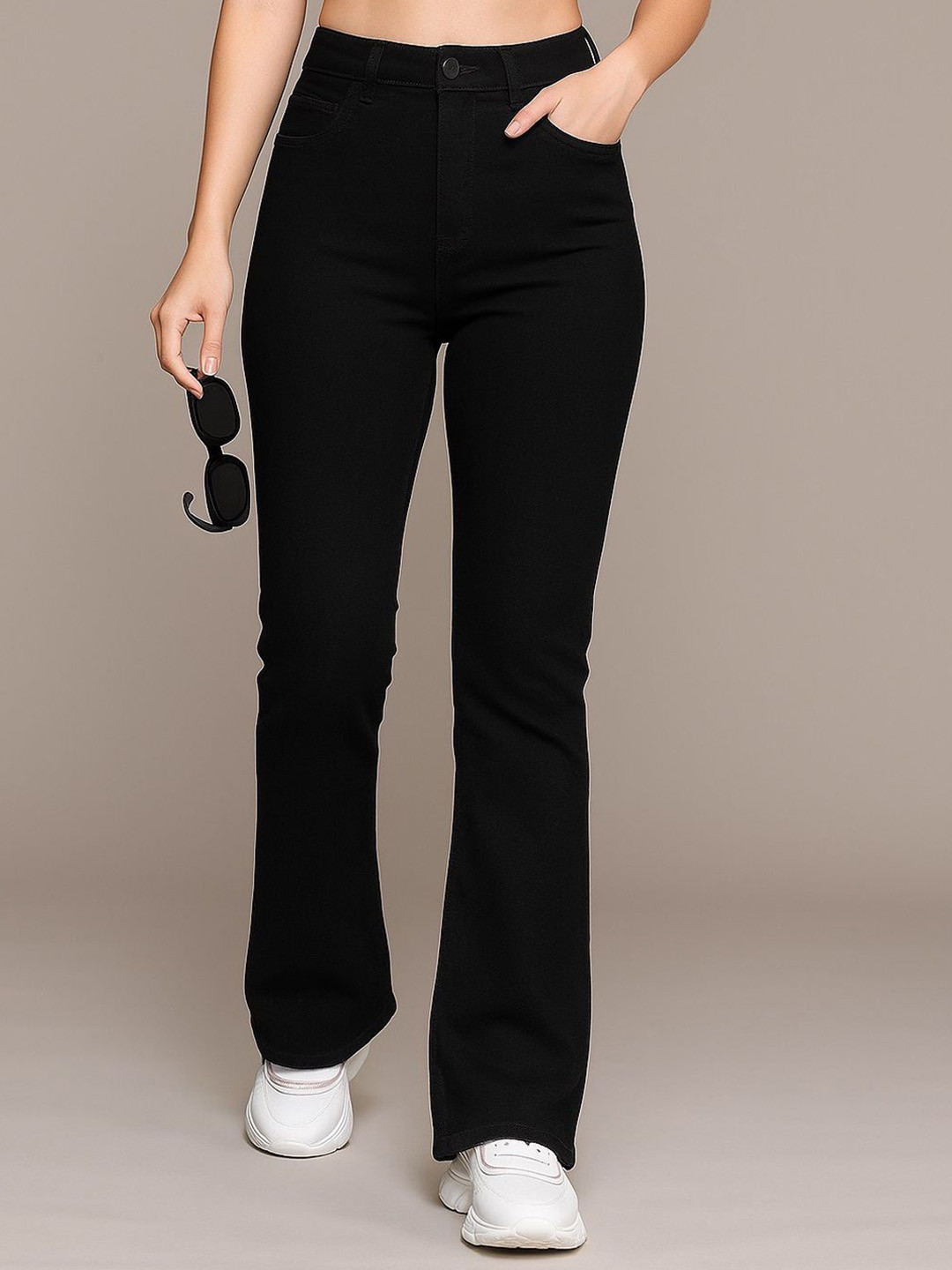 KASHIAN Women Bootilicious Flared High-Rise Stretchable Jeans