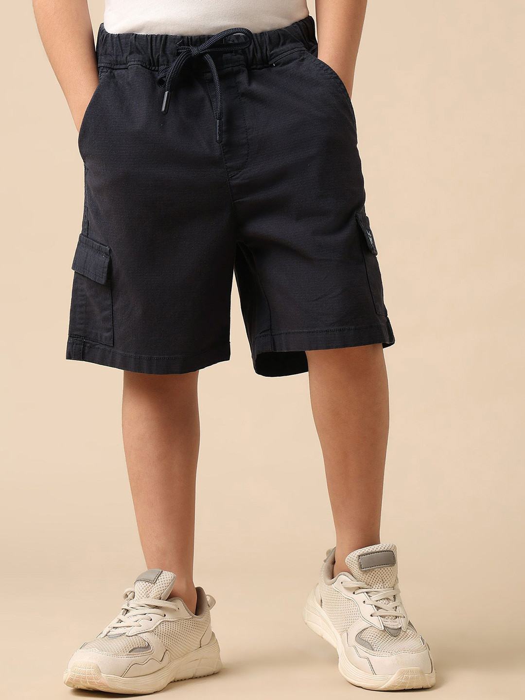 U.S. Polo Assn. Kids Boys Relaxed Fit Textured Cotton Cargo Shorts