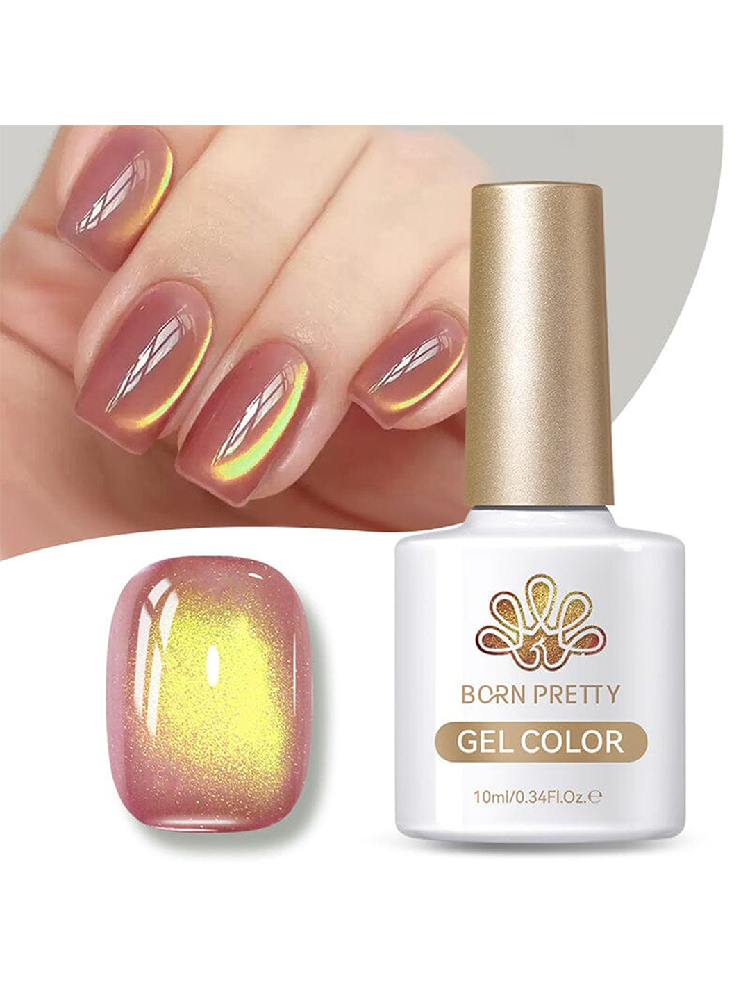 BORN PRETTY Long Lasting High Gloss Glass Cat Magnetic Gel Polish 10ml MY296 Passion Fruit
