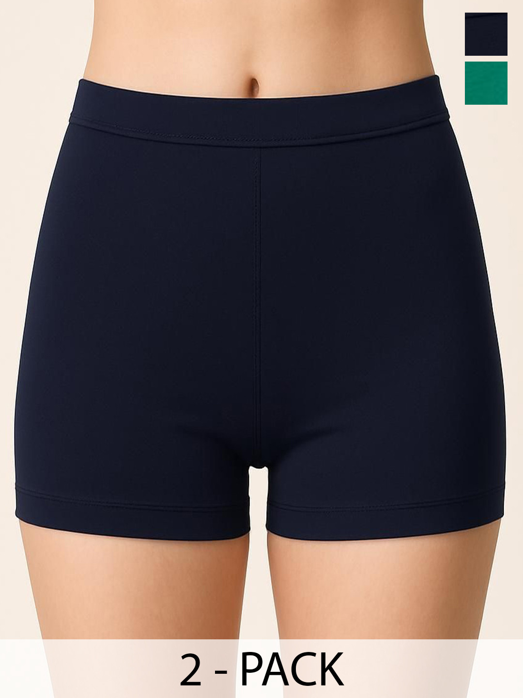 DRAXSTAR Pack Of 2 Cotton Mid-Rise Boy Shorts DRX SBT-33 Navy,R Green XS-2-Navy,R Green