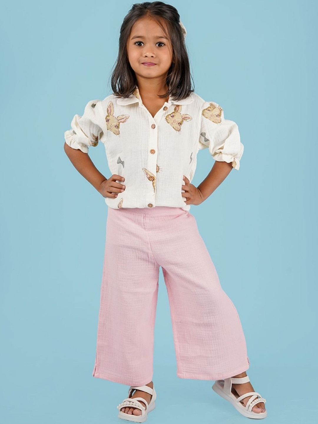 LOYZO-LOYAL TO JOY Girls Printed Shirt with Trousers