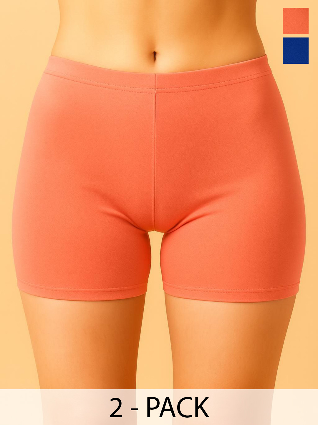 DRAXSTAR Pack Of 2 Combed Cotton Mid-Rise Boy Shorts Briefs DRX SBT-33 Peach,R Blue XS-2