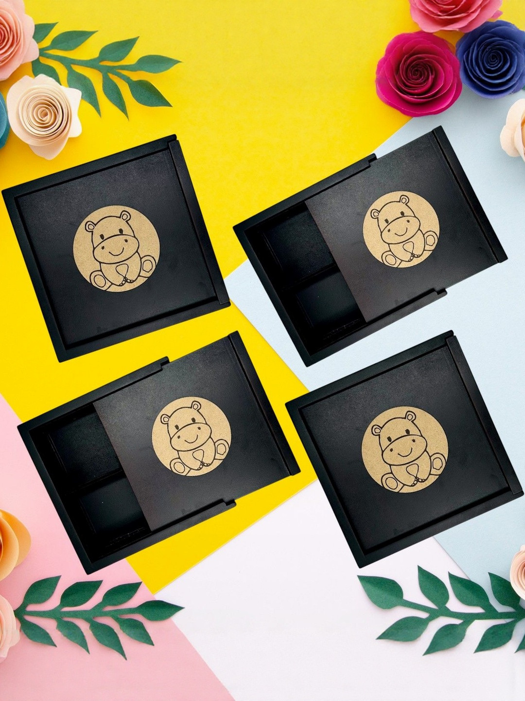 Angira handicrafts Set Of 4 Wooden Dry Fruit Box 4 Section