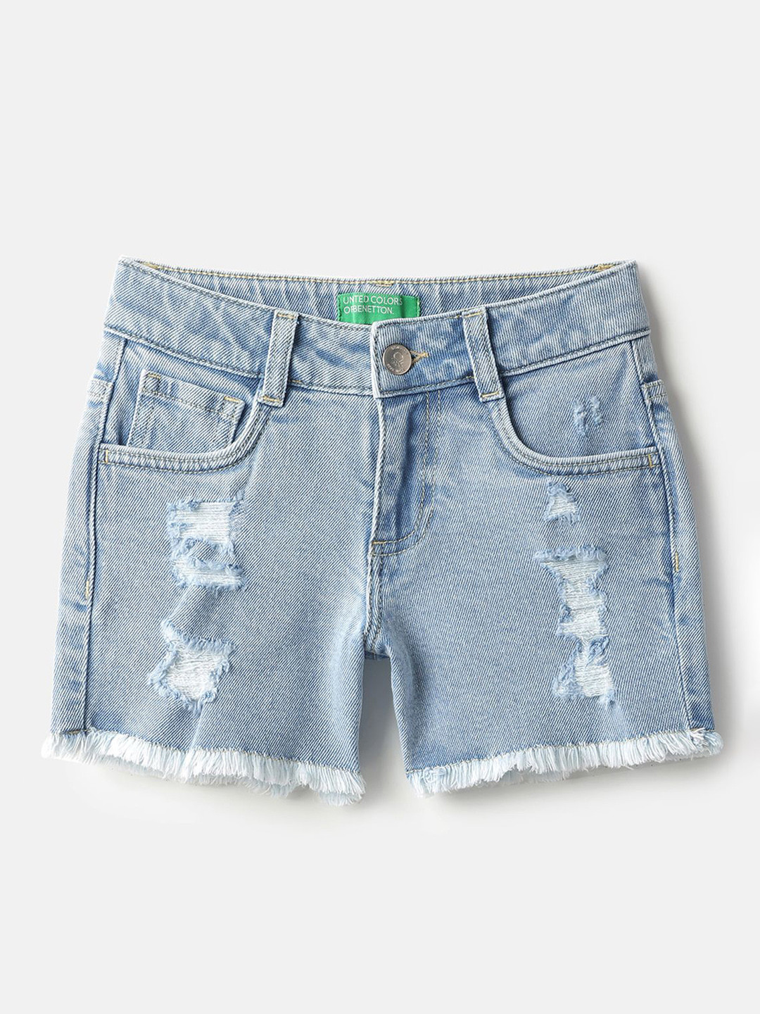 United Colors of Benetton Girls Distressed Denim Shorts