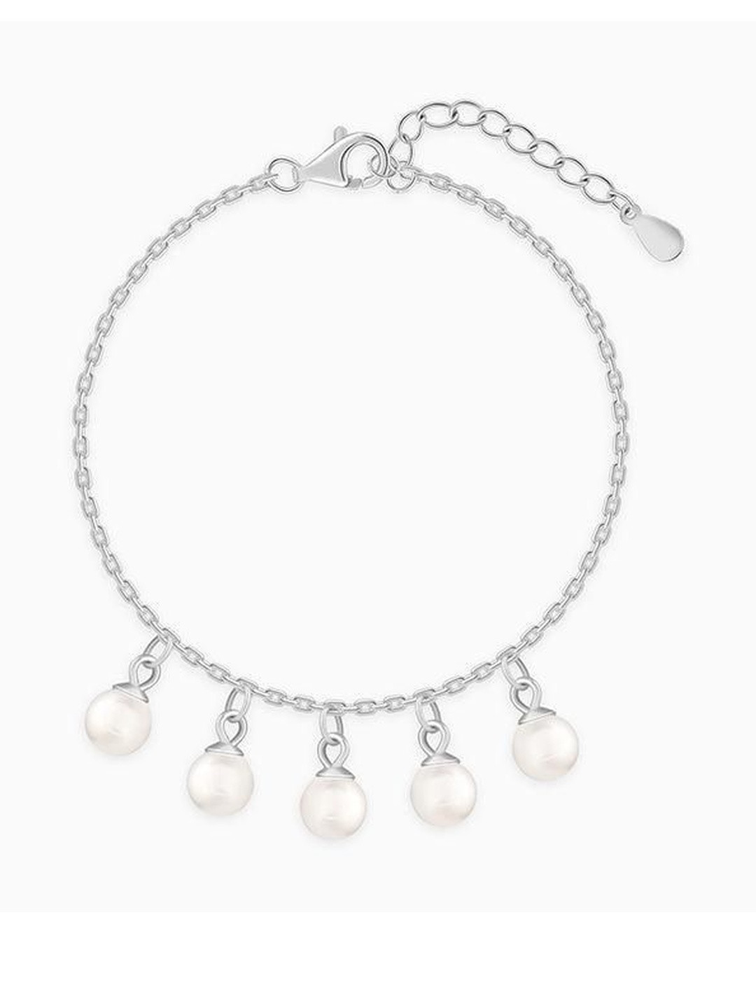GIVA Women Silver Pearls Handcrafted Rhodium-Plated Charm Bracelet