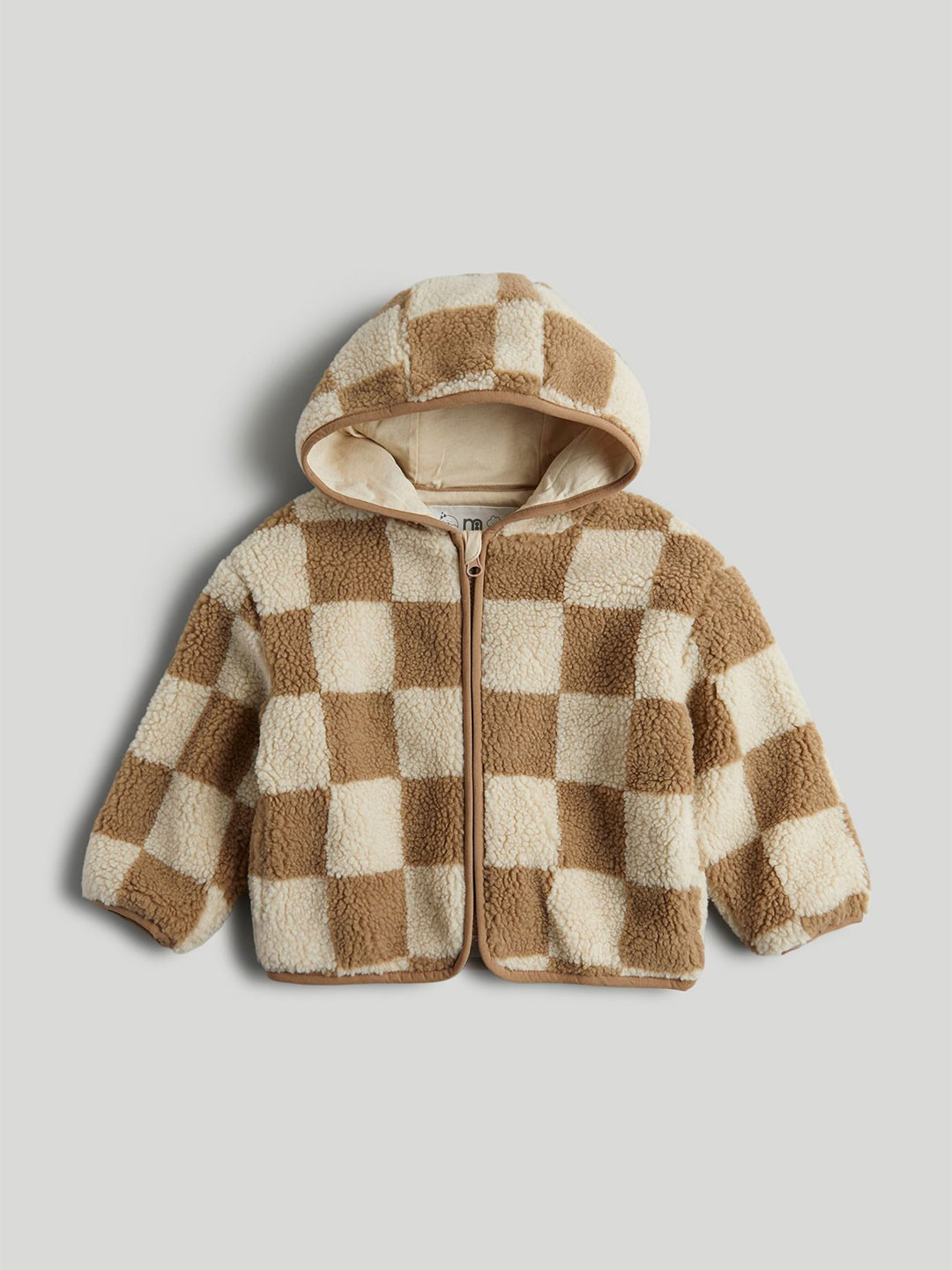 mothercare Boys Hooded Checked Sherpa Jacket