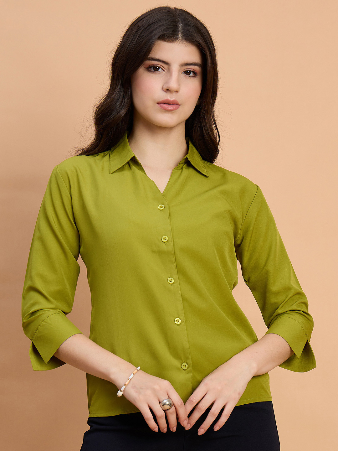 QIOA Spread Collar Long Sleeves Standard Formal Shirt