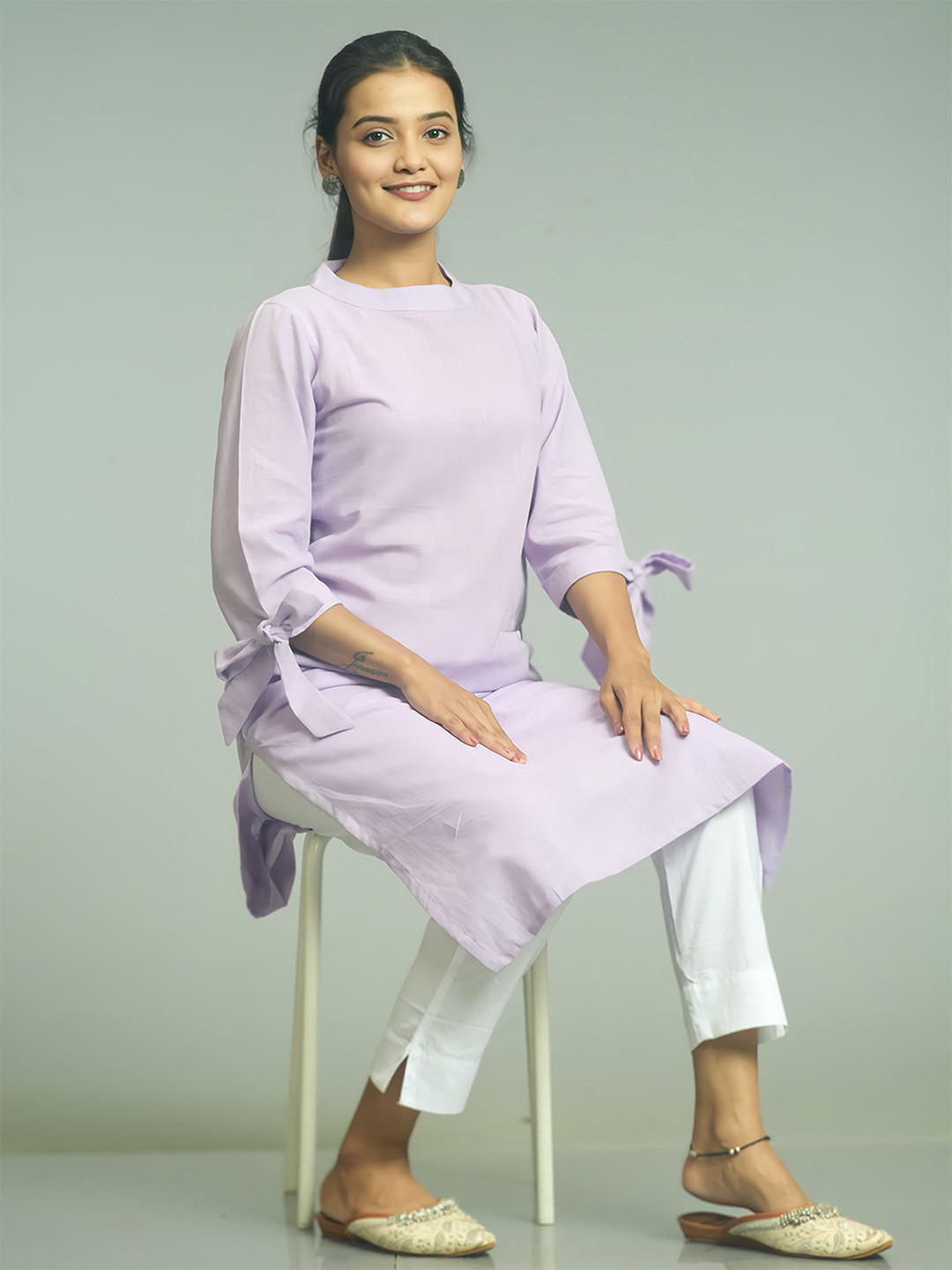 STREE BASICS Round Neck Straight Kurta