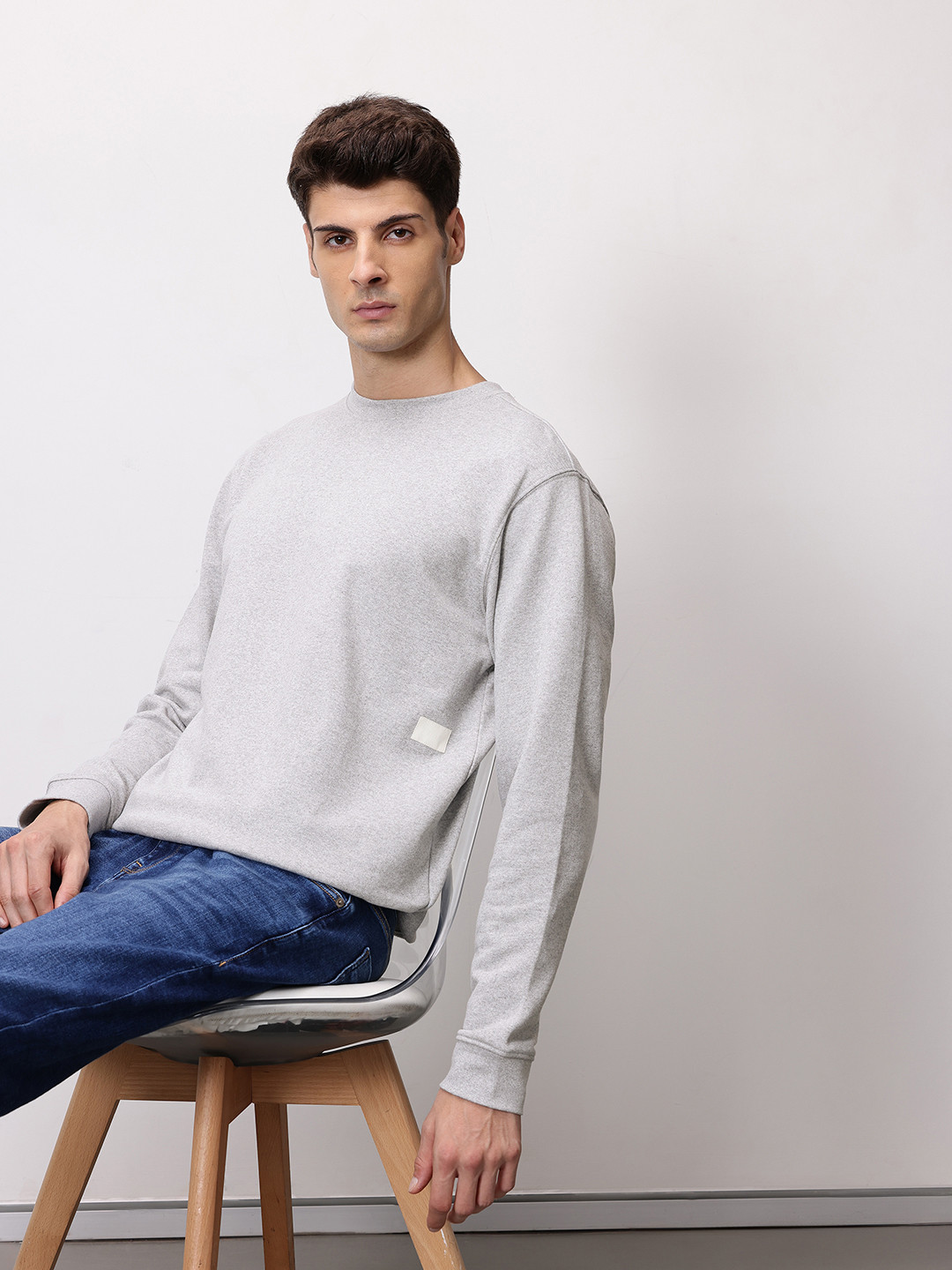 ether Applique Detail Melange Effect Sweatshirt