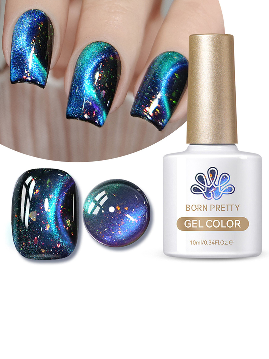 BORN PRETTY Long Lasting High Gloss Cat Eye Magnetic Gel Polish-10ml-MY35 Starry Sky