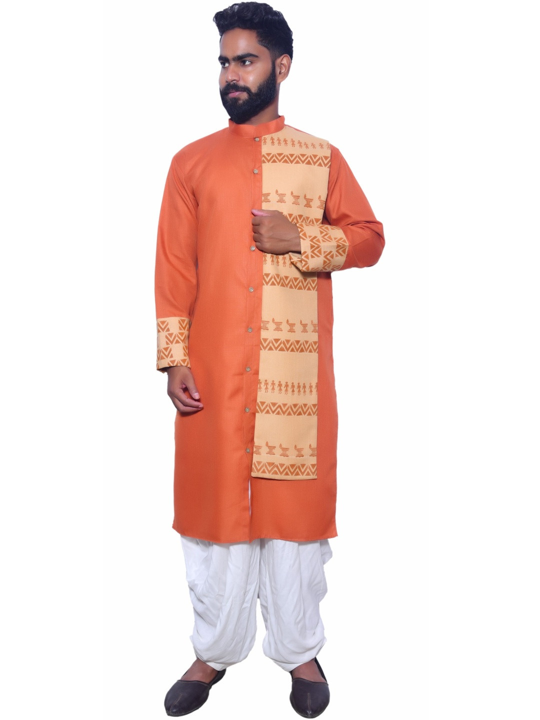 aruati Men  long Rust Kurta