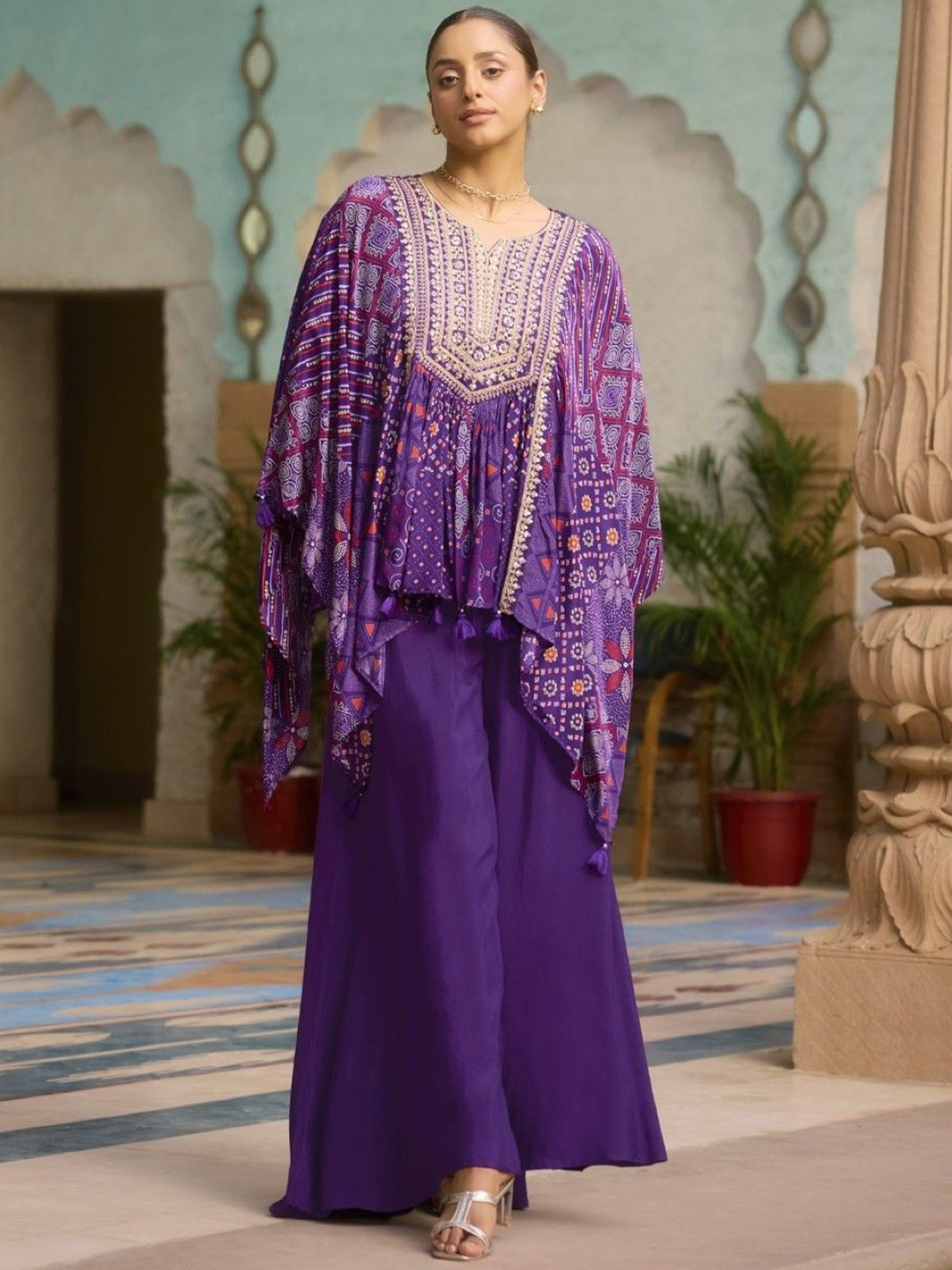 AUTUMN LANE Aster Imperial Printed Kaftan Top With Palazzo Co-Ords