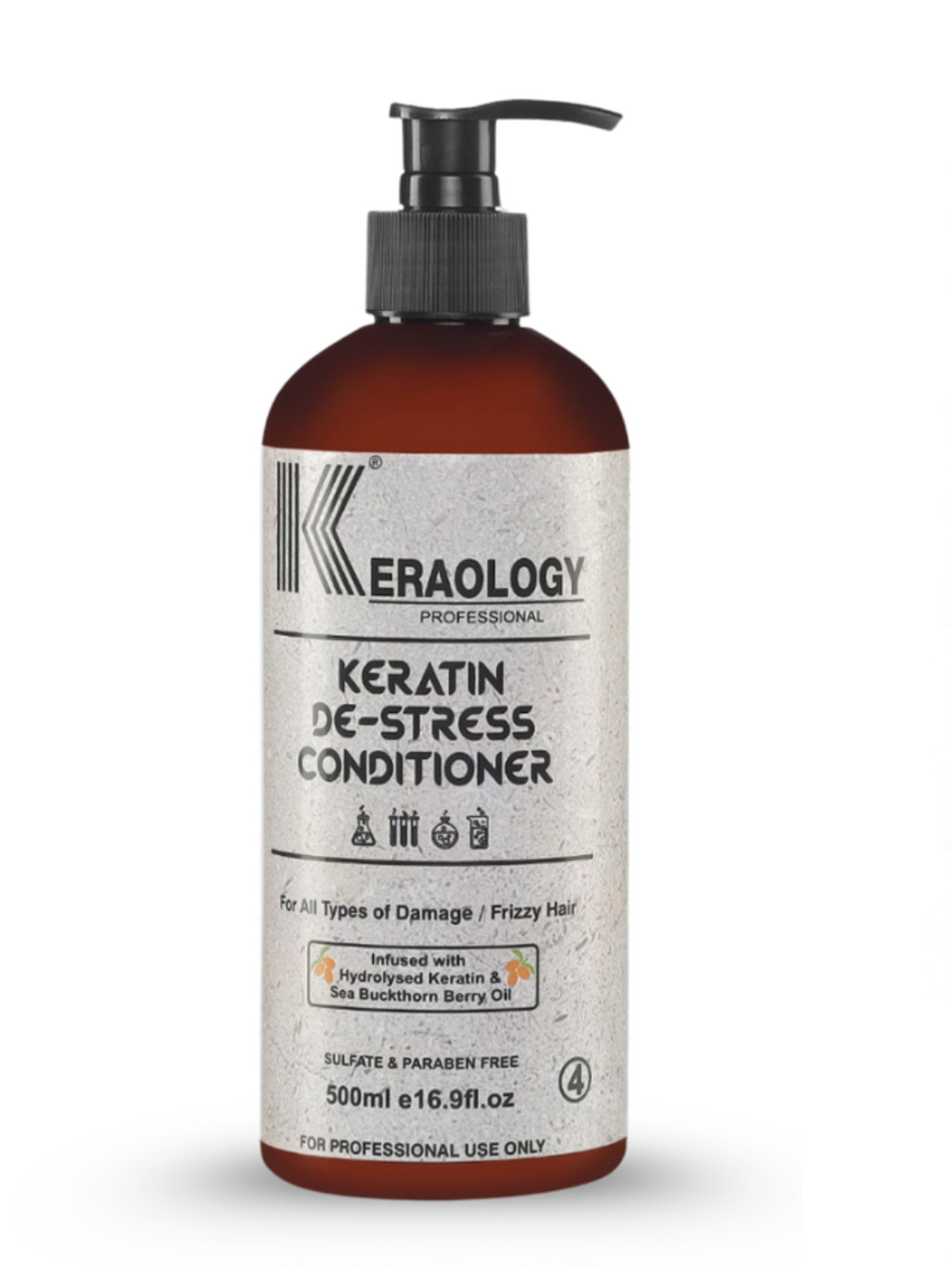 Keraology Professional Keratin De-Stress Conditioner For Smoother Hairs - 500ml