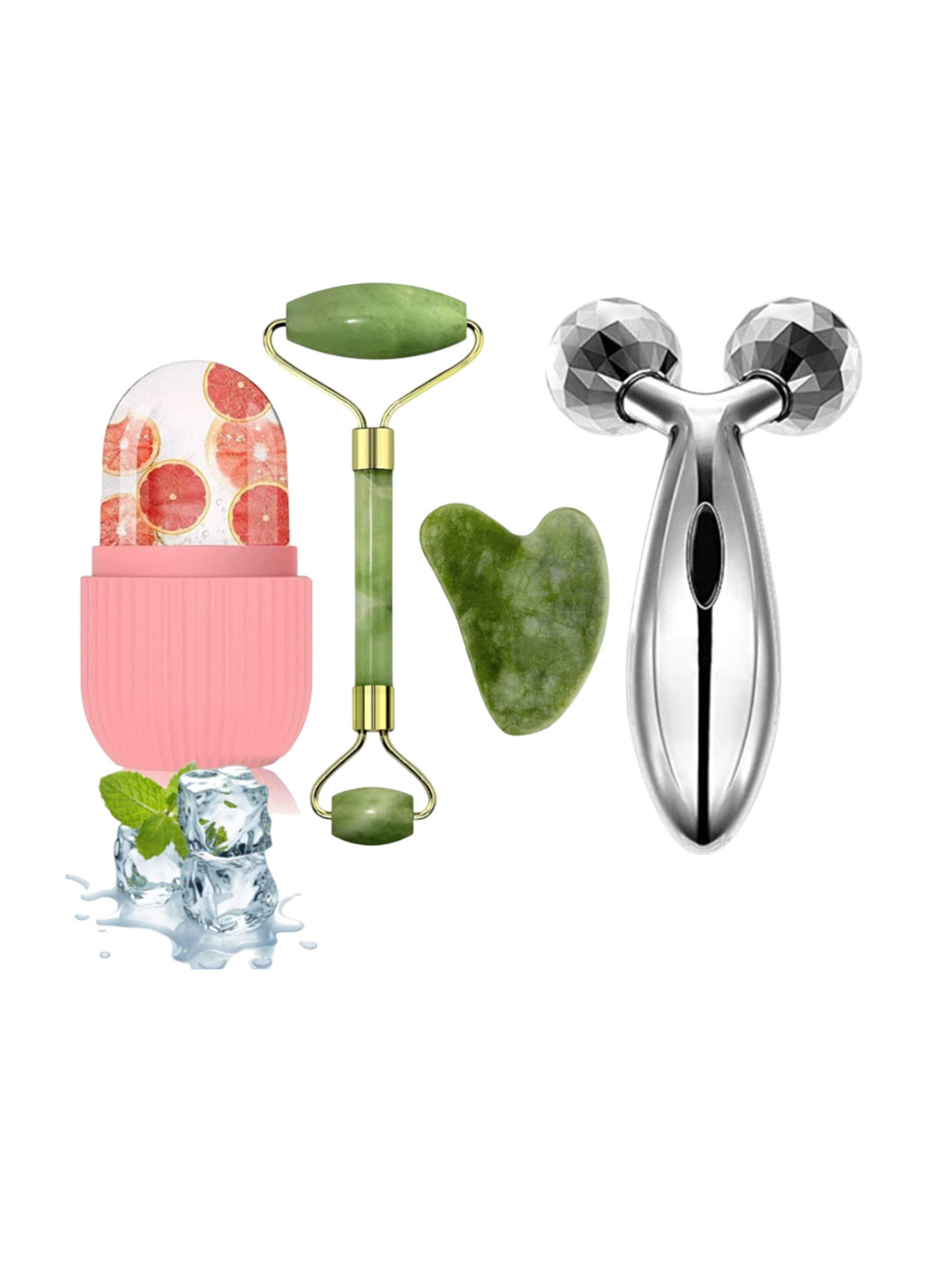 AHCS Set Of 4 Face Stone Roller Massager