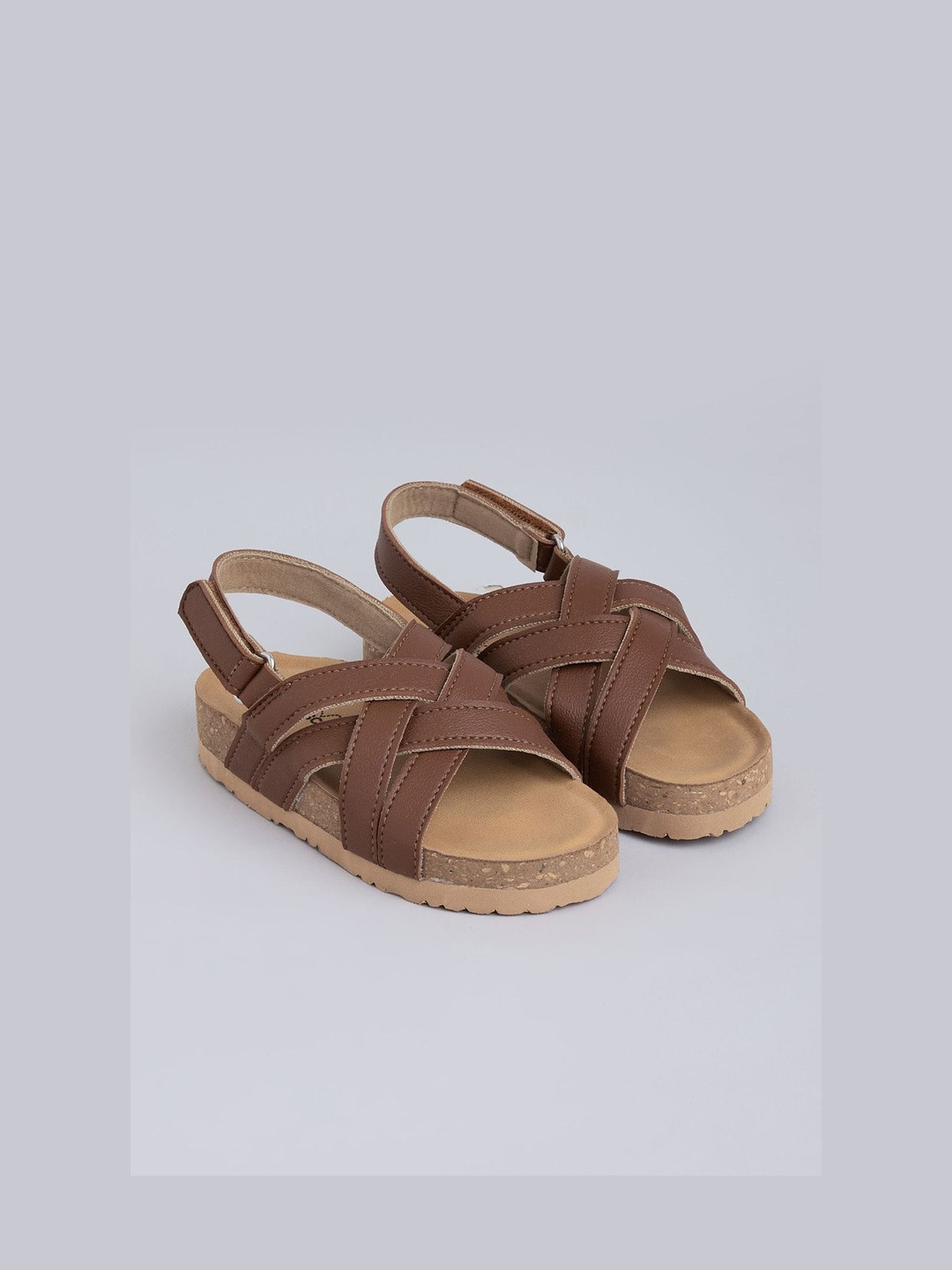 Hopscotch Kids Brown Strappy Velcro Sandals