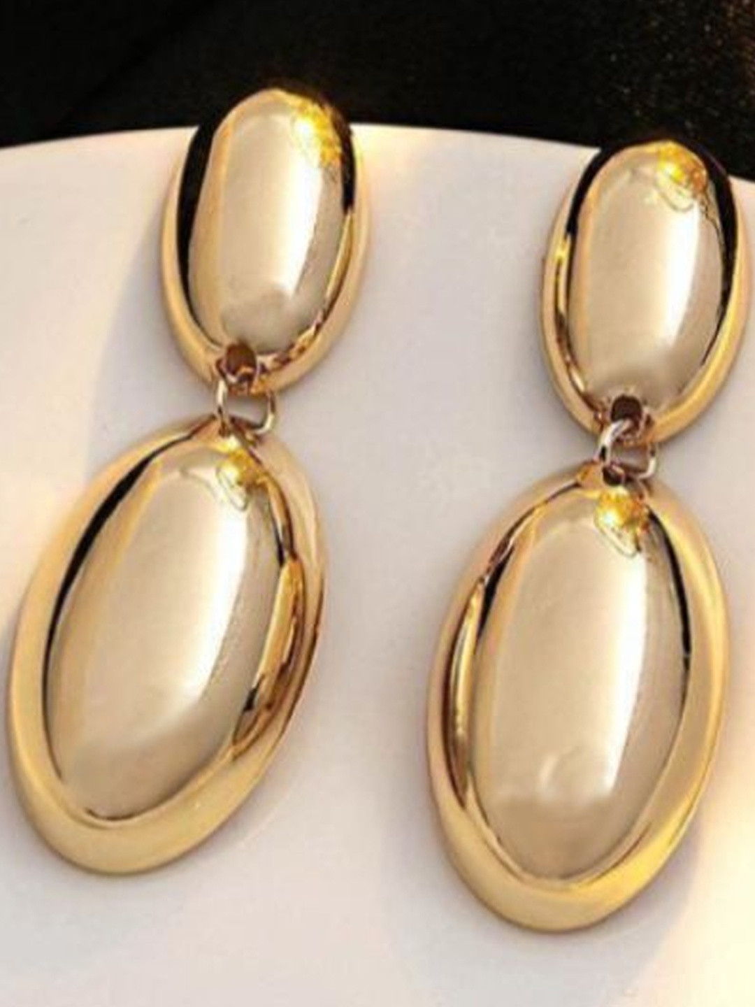 Nui Gold-Plated Korean Korean Oval Shaped Drop Earrings