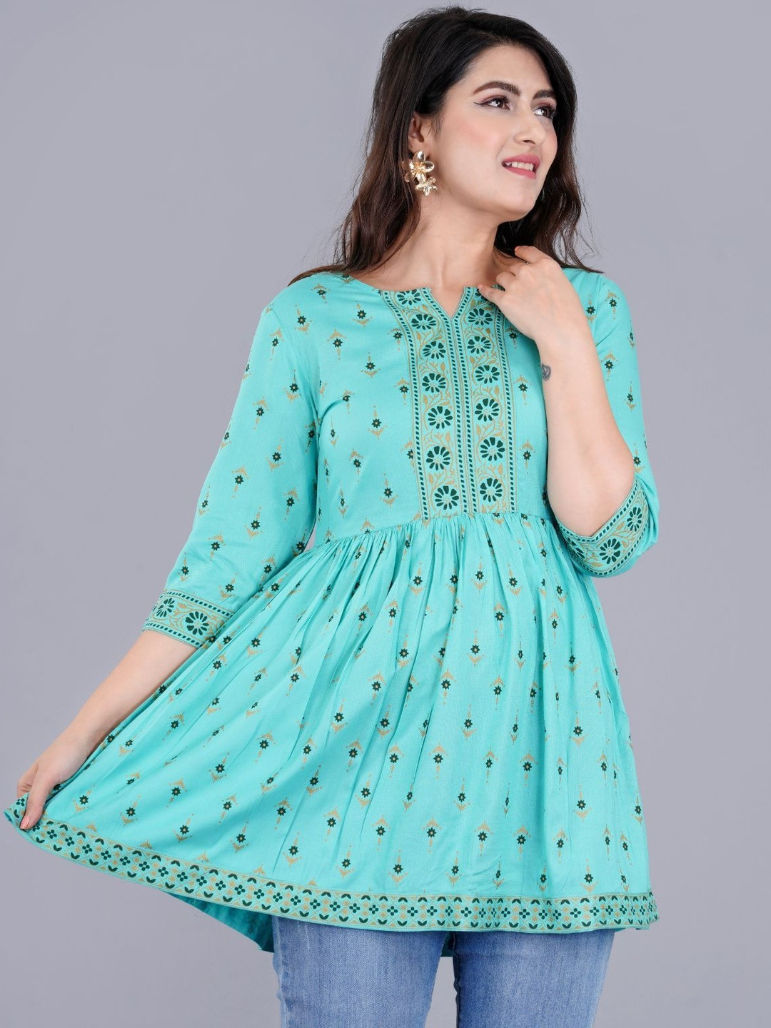 ZELA Women Ethnic Motifs Printed Round Neck Top