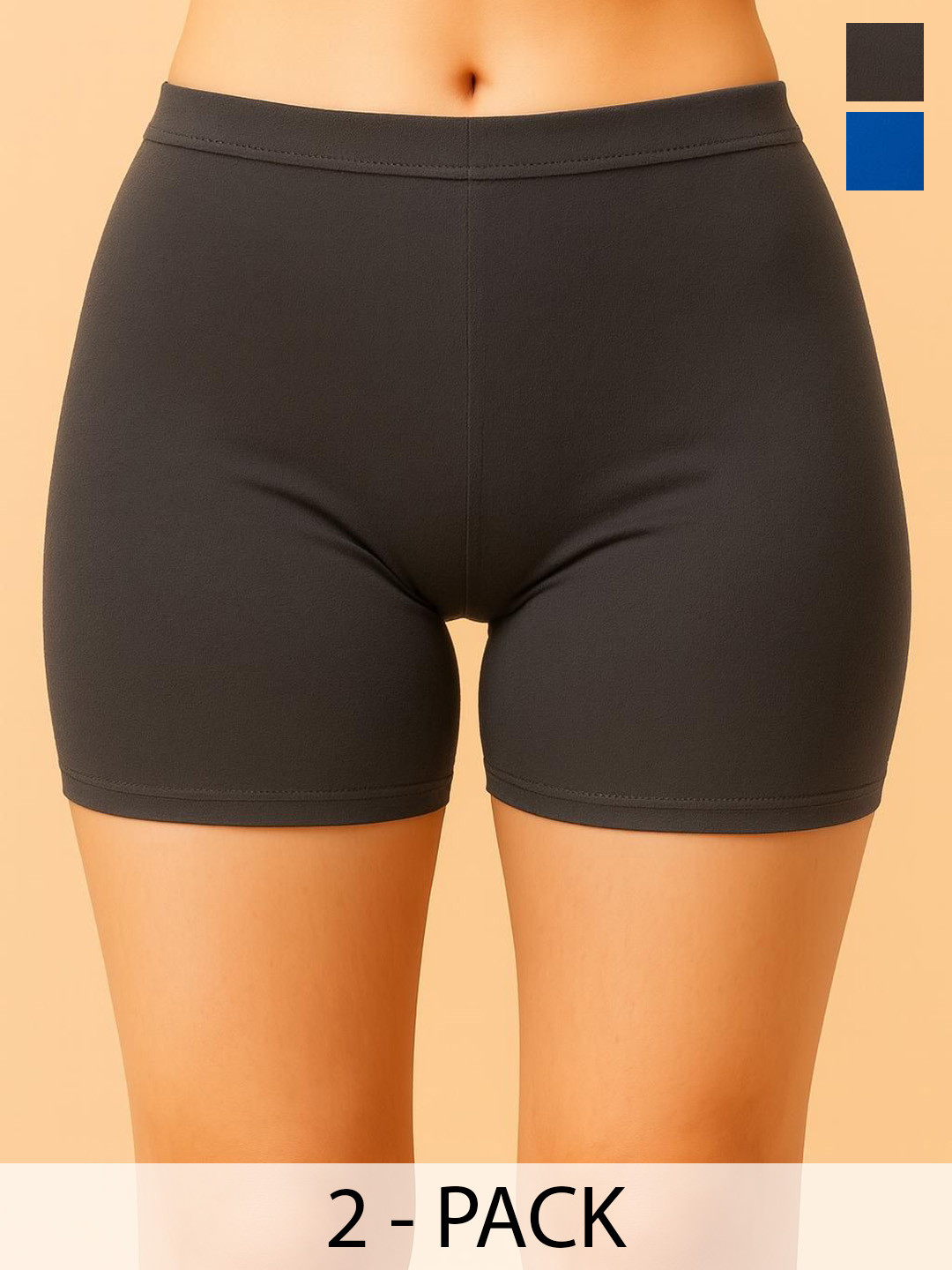 DRAXSTAR Pack Of 2 Combed Cotton Mid-Rise Boy Shorts Briefs DRAX SBT-33 Grey,Sky Blue XS-