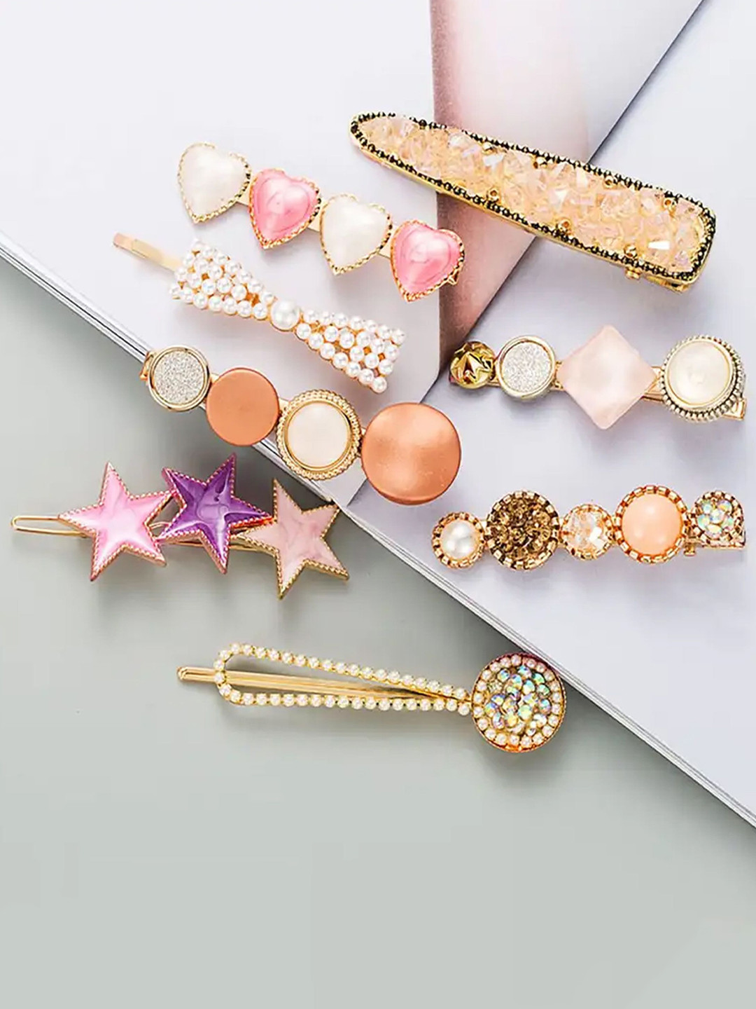 KHANBAGSTORE Girls Set Of 8 Korean Tic Tac Hair Clips