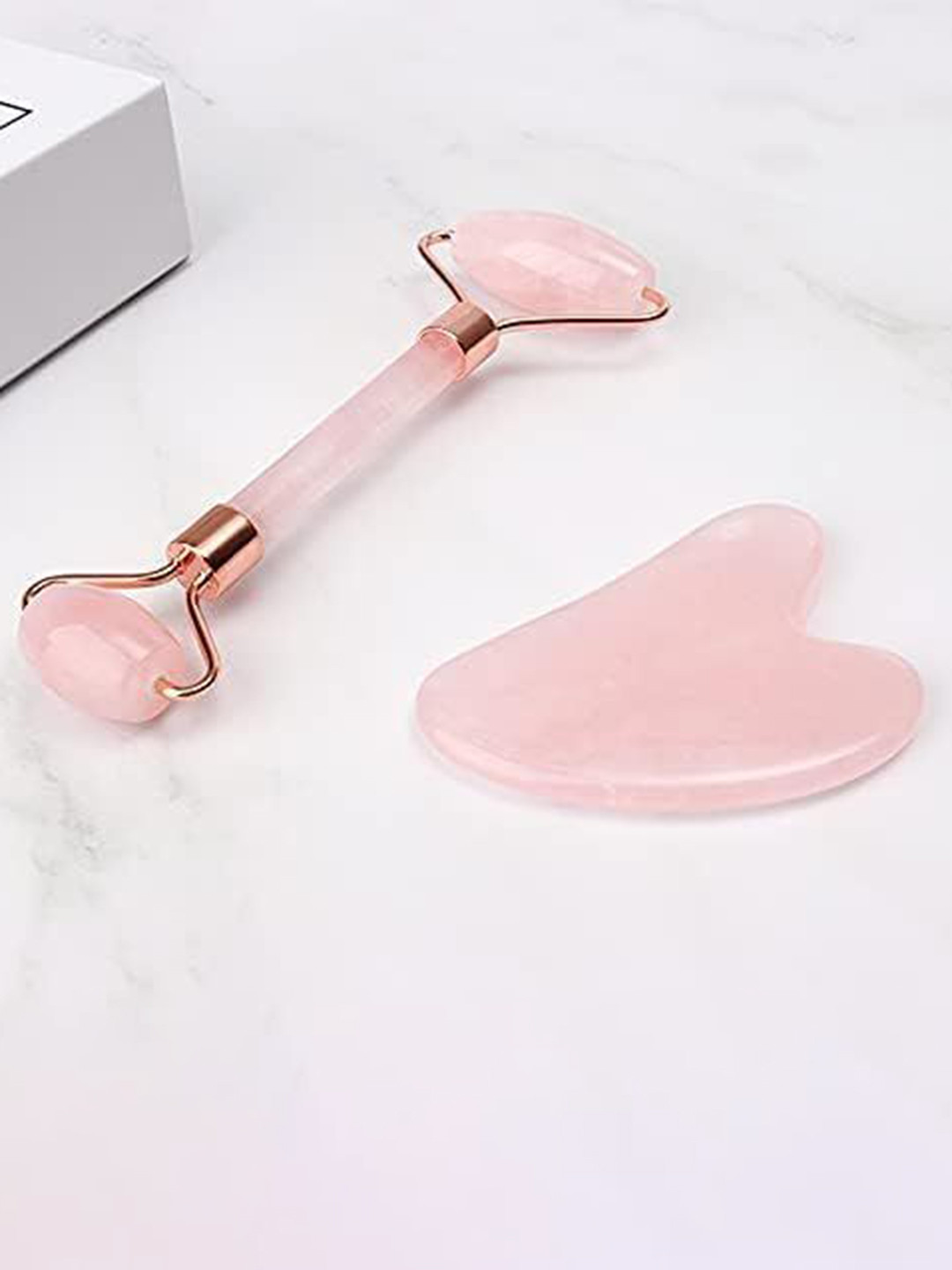 AHCS Set Of 2 Jade Roller Gua Sha Stone With Quartz Massage Stone