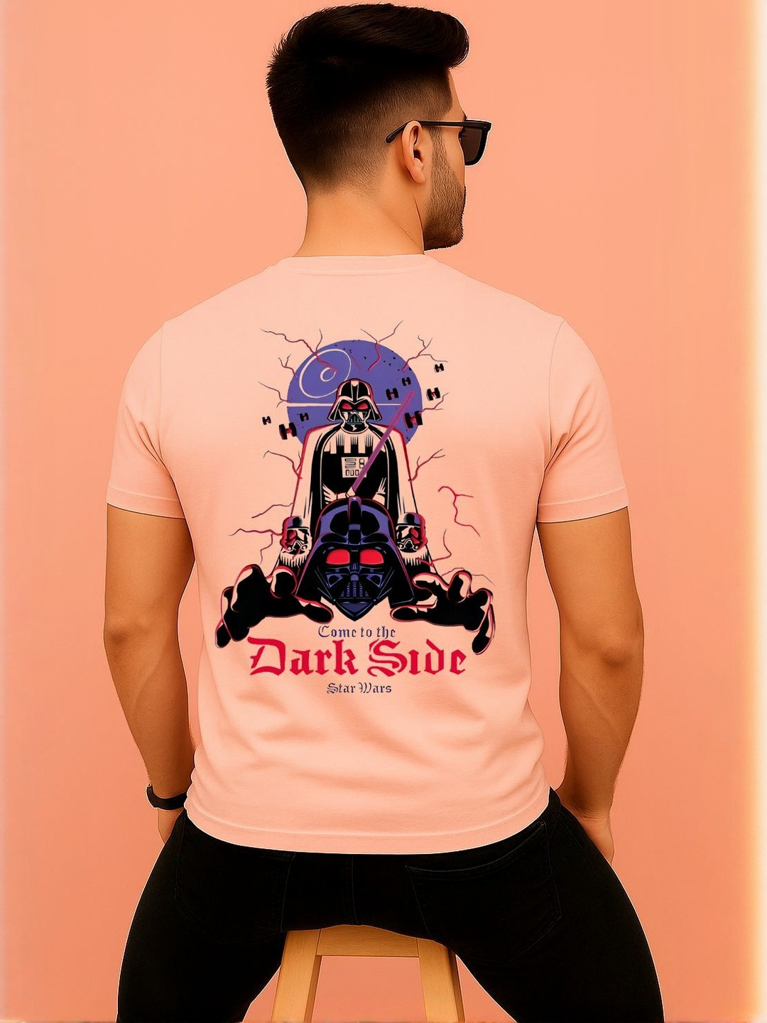 Parona Graphic Darth Vader Printed Round Neck T-shirt