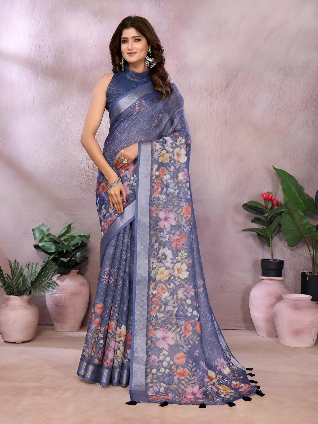 Suraj pari singh Women Floral Zari Saree