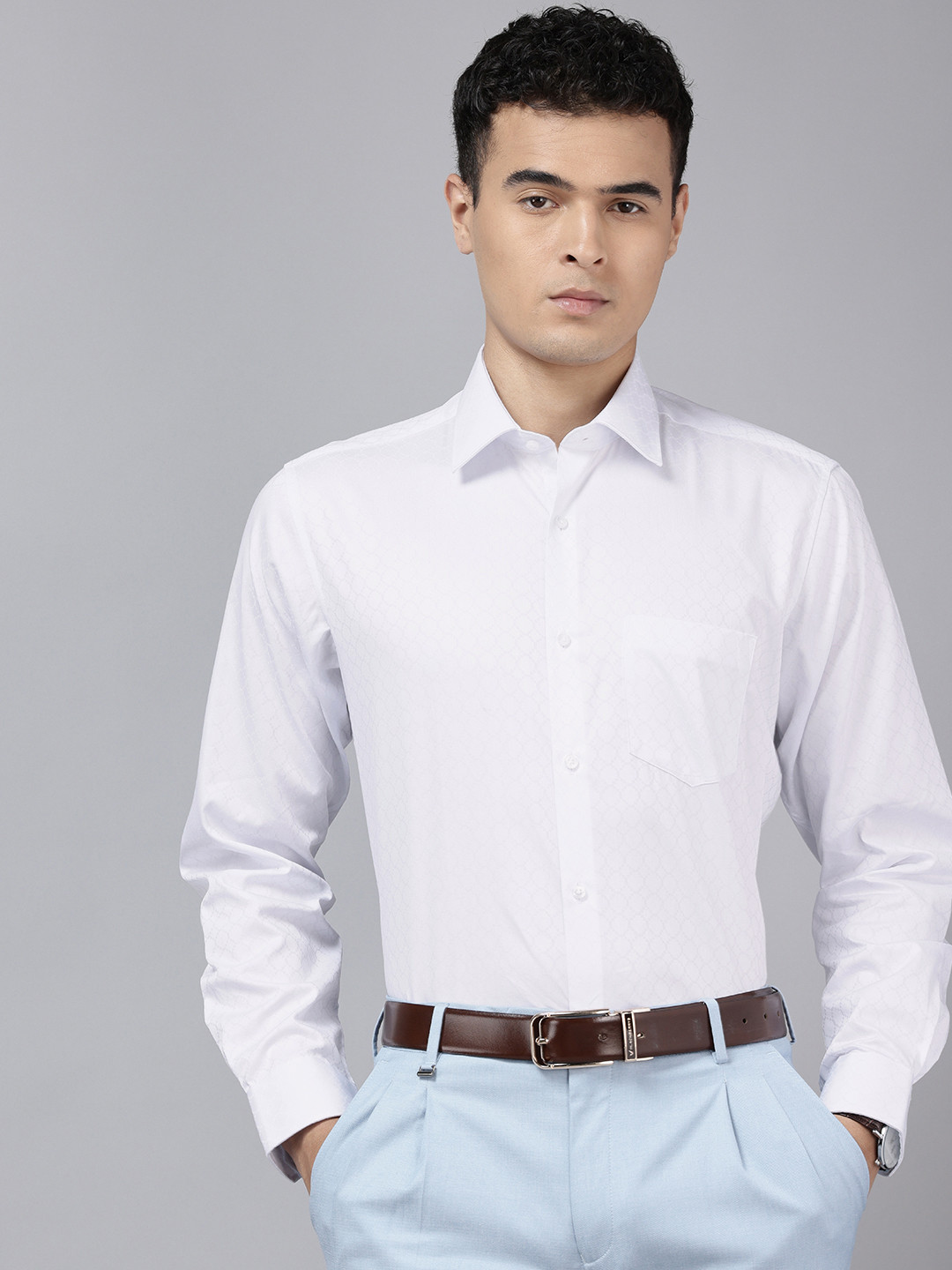Van Heusen Custom Ethnic Motifs Self Design Pure Cotton Party Shirt