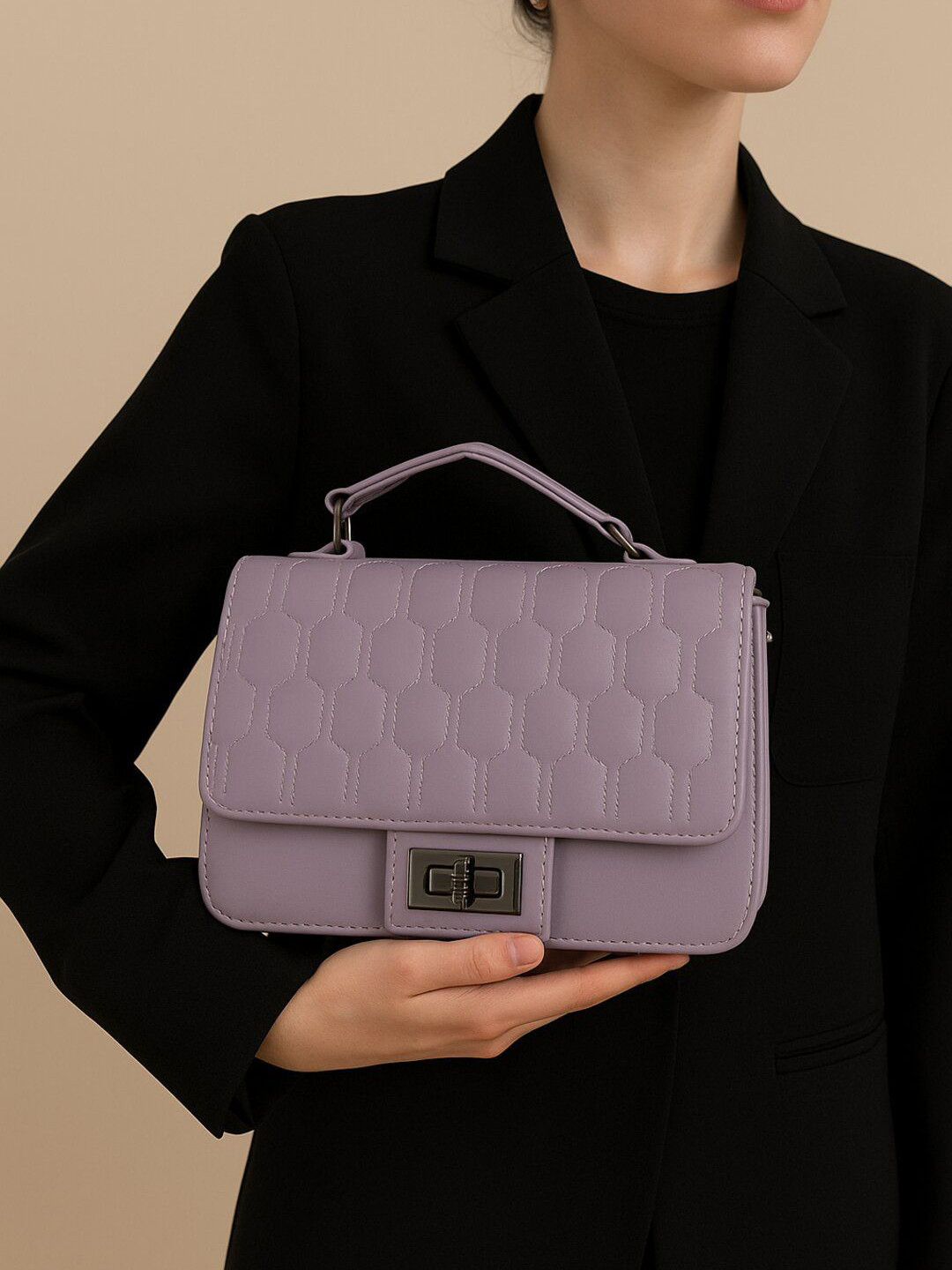 Haute Handles Women Textured Structured Quilted Handheld Bag