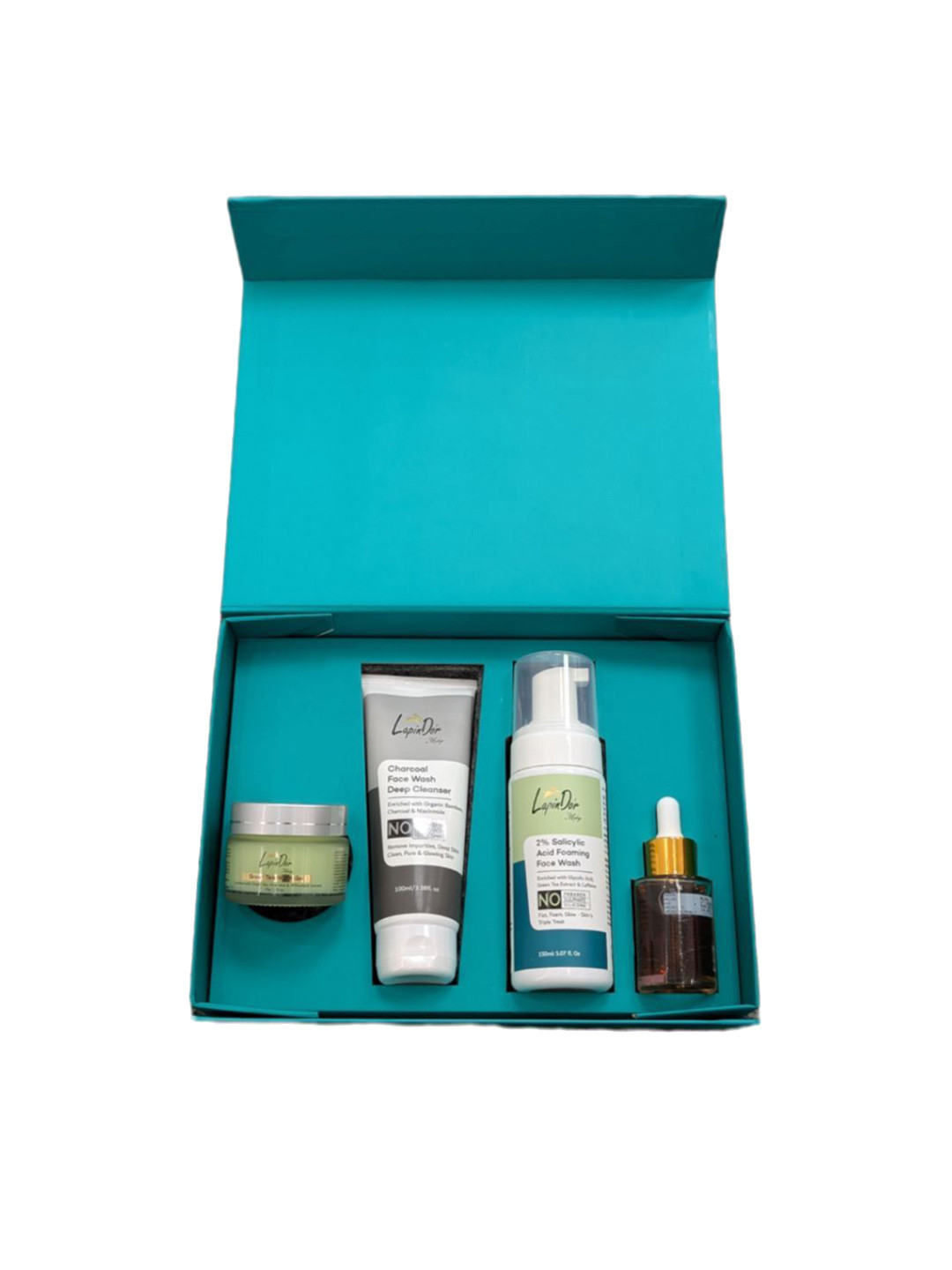 LAPINDOR BY UDAG Set Of 4 Charcoal Face Wash, Night Gel, Foaming Face Wash & Serum