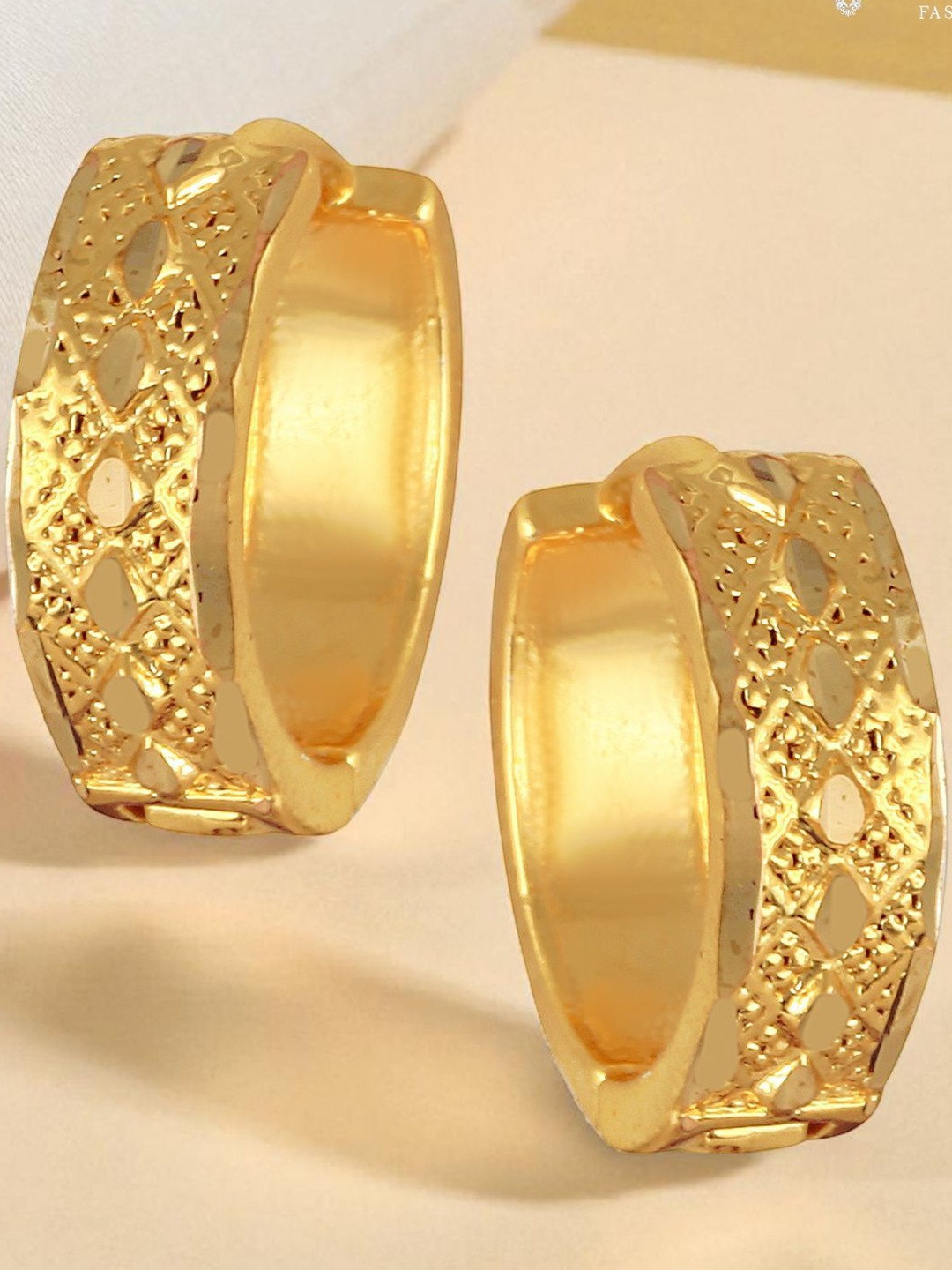 VIVASTRI Women Gold Plated Circular Hoop Earrings