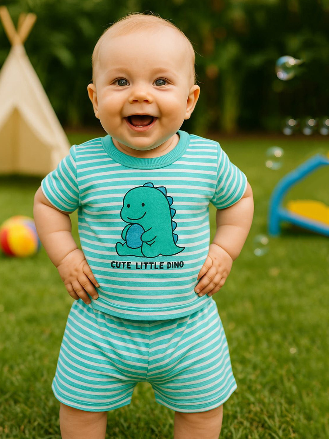 Coco Cuddles Kids Printed Short Sleeves Pure Cotton T-shirt With Shorts