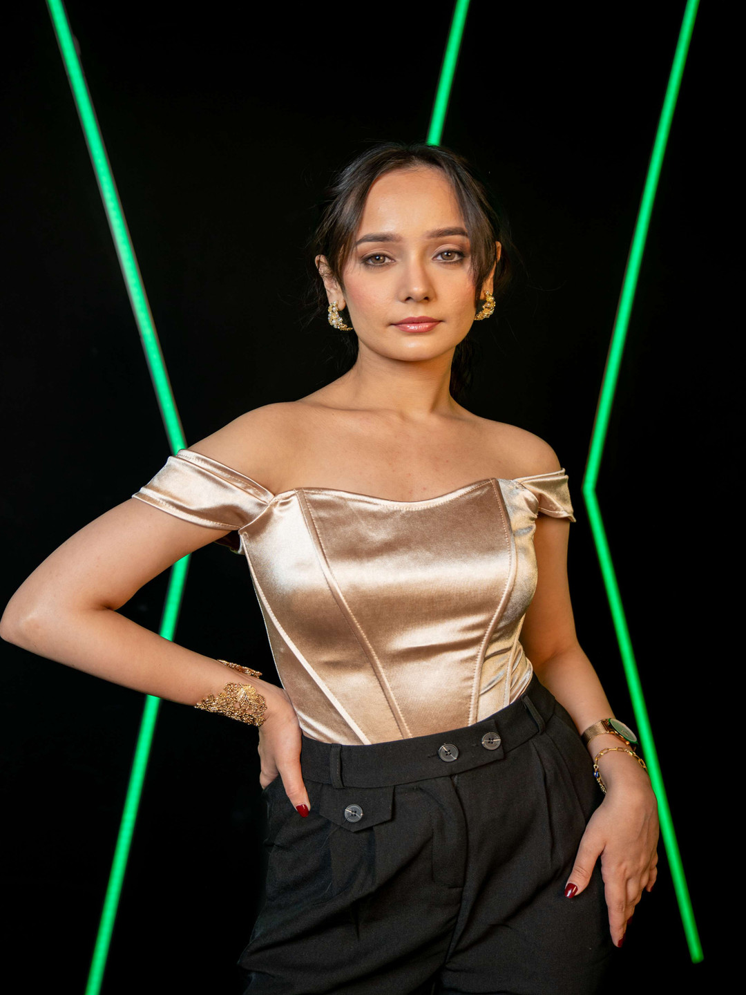 NIYARA India Women Off-Shoulder Sheen Corset Top