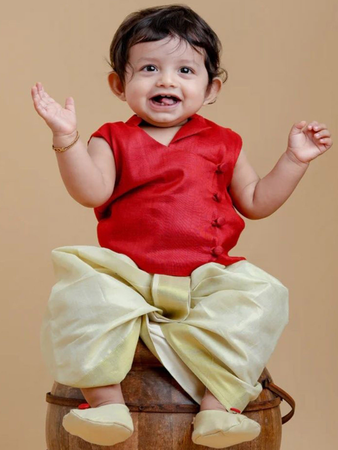 DISHA CREATIONZ Boys Solid Cotton Kurta with Dhoti Pants