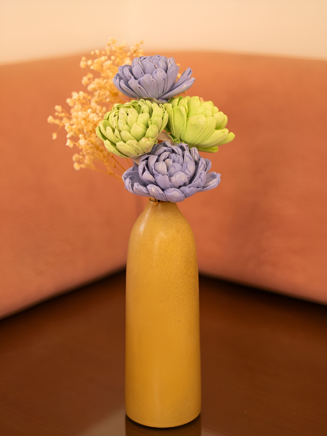 The Zappy Box Yellow 9 Pieces Artificial Flowers With Pot