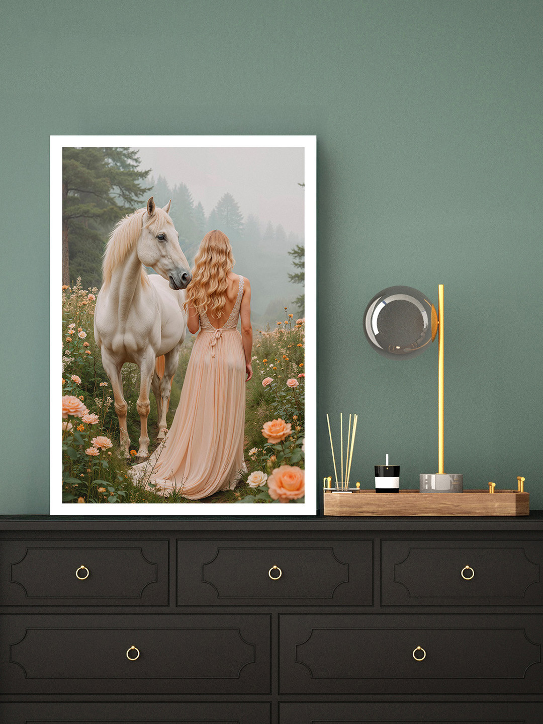 nestroots White & Beige The Forests Embrace Horse Canvas Wall Art
