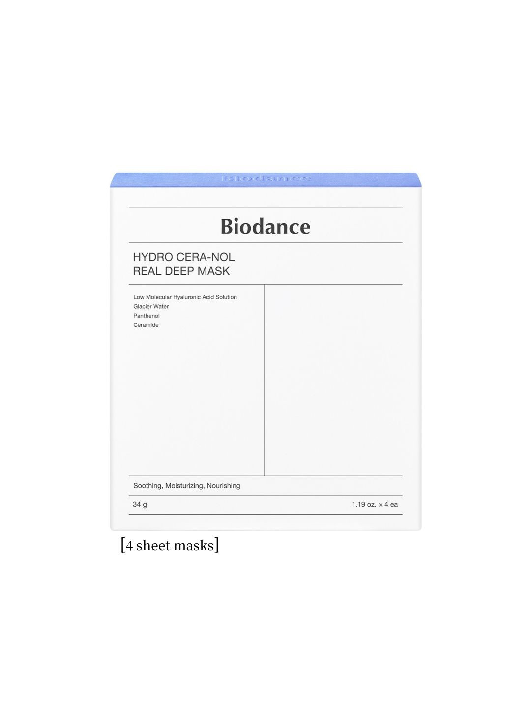 Biodance Set of 4 Hydro Cera-Nol Real Deep Sheet Masks