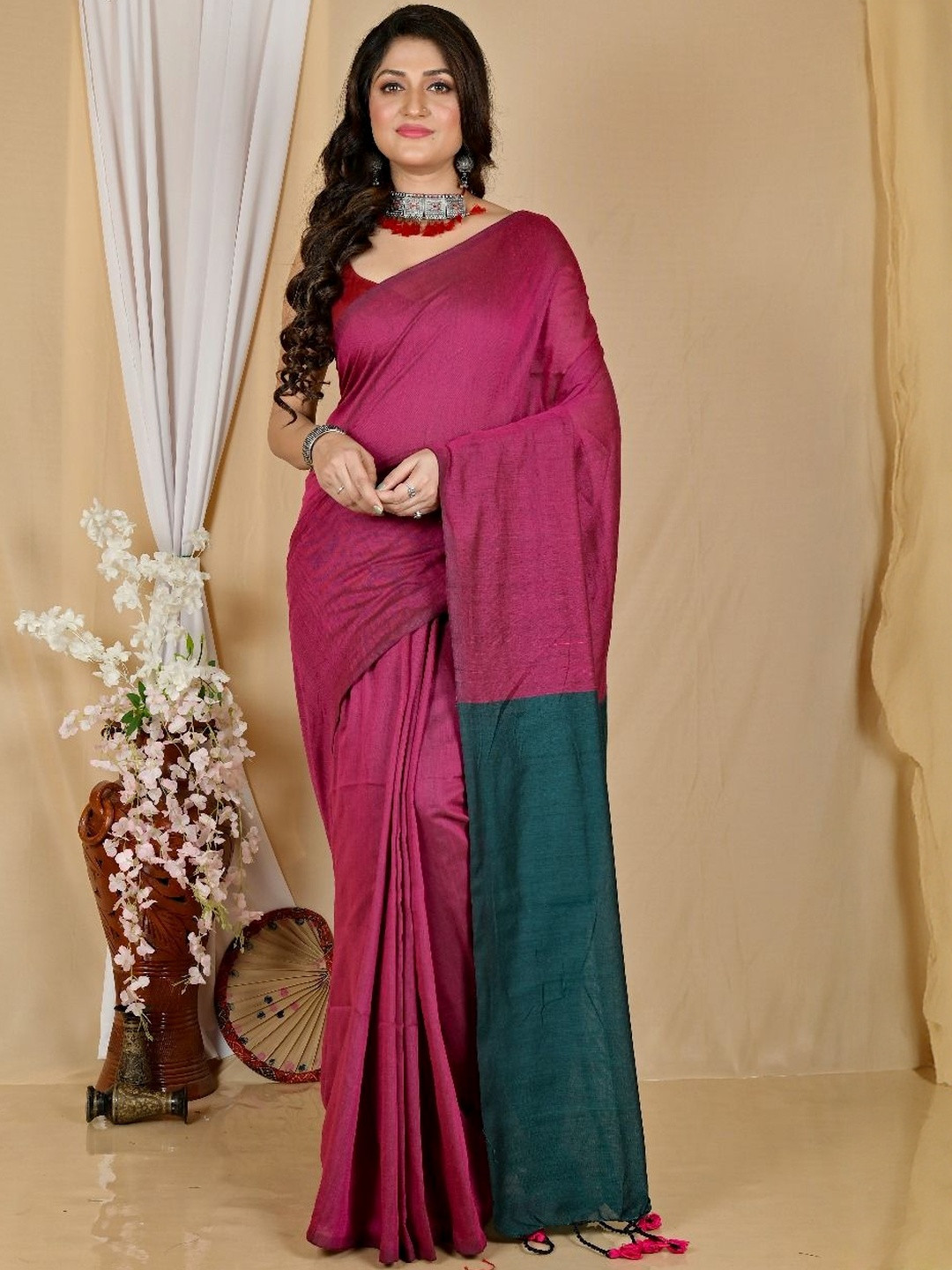 Brynbrit Khadi Pure Cotton Saree With Blouse Piece