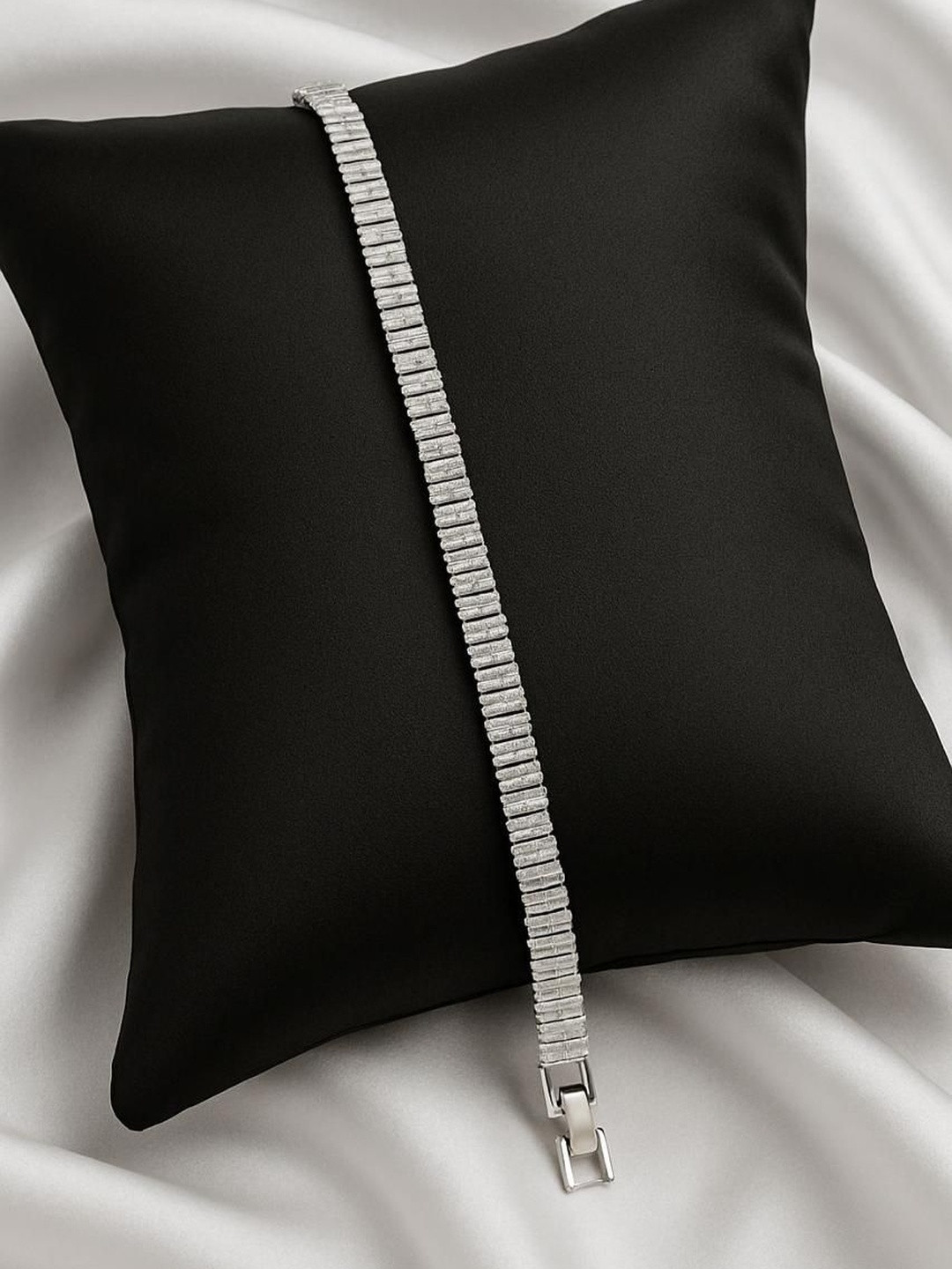 Digital Trendz Silver-Plated Artificial Stones Studded Wraparound Bracelet